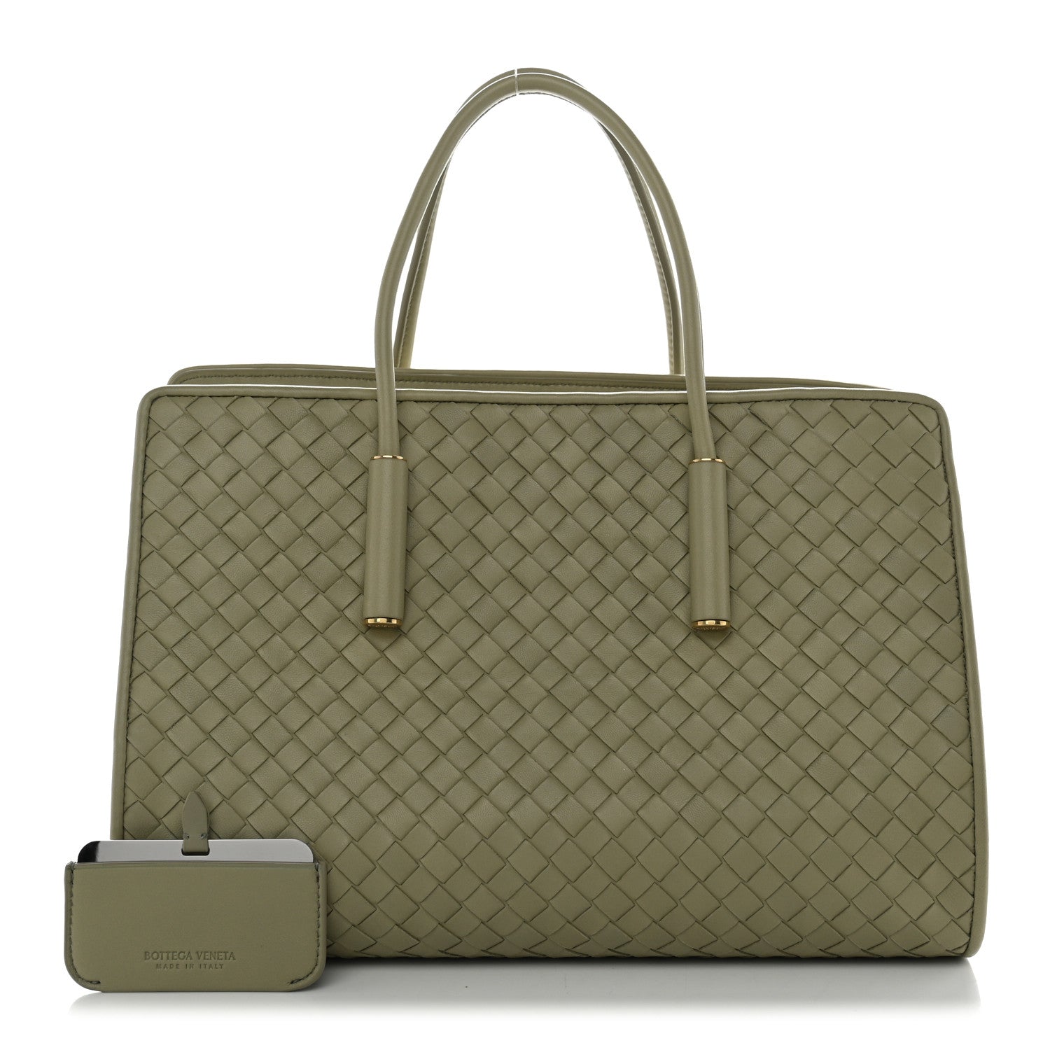 Nappa Intrecciato Small Barbara Tote Travertine — view 3