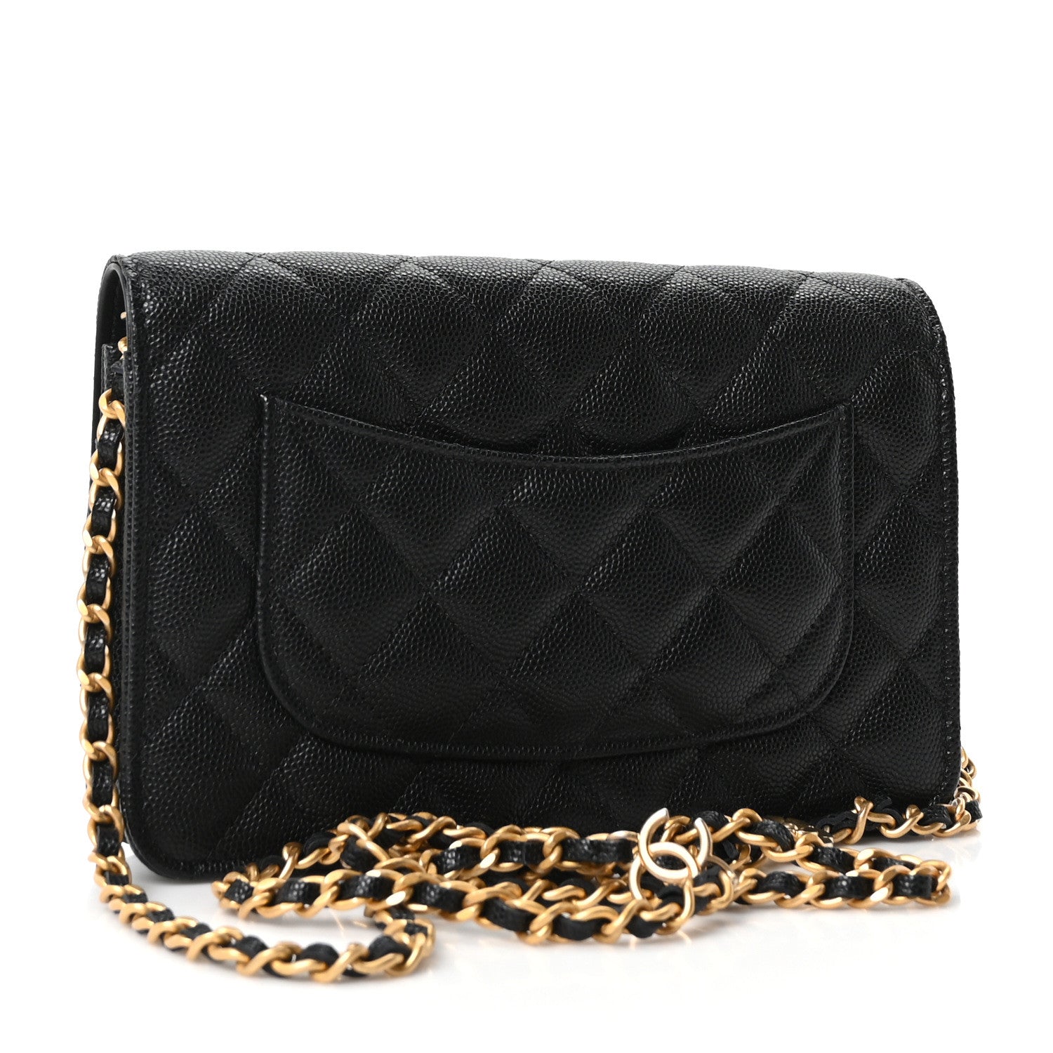 Caviar Quilted Camellia Wallet On Chain WOC Black — view 3