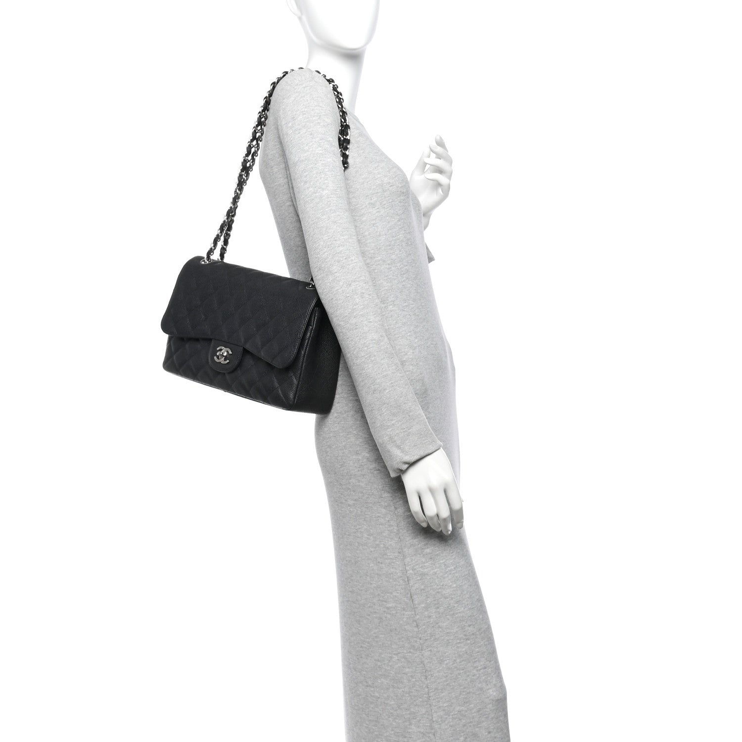 Caviar Quilted Jumbo Double Flap Black — view 2