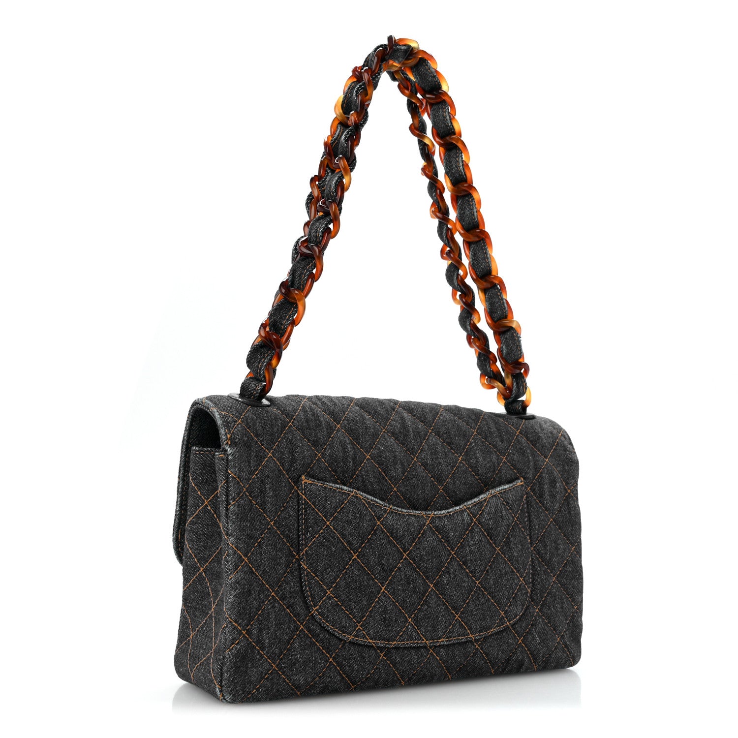 Denim Quilted Tortoise Single Flap Blue — view 3