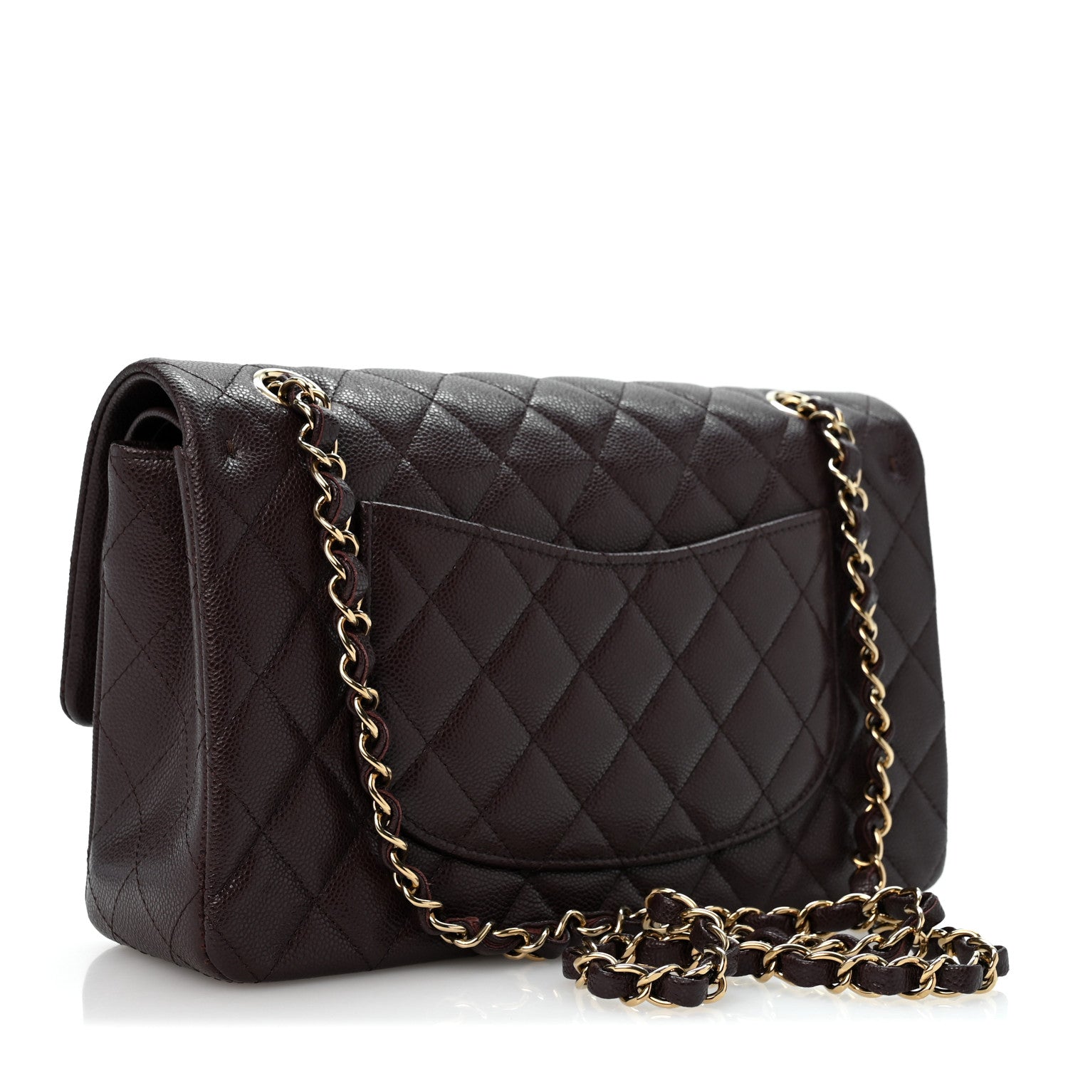 Caviar Quilted Medium Double Flap Dark Brown — view 3