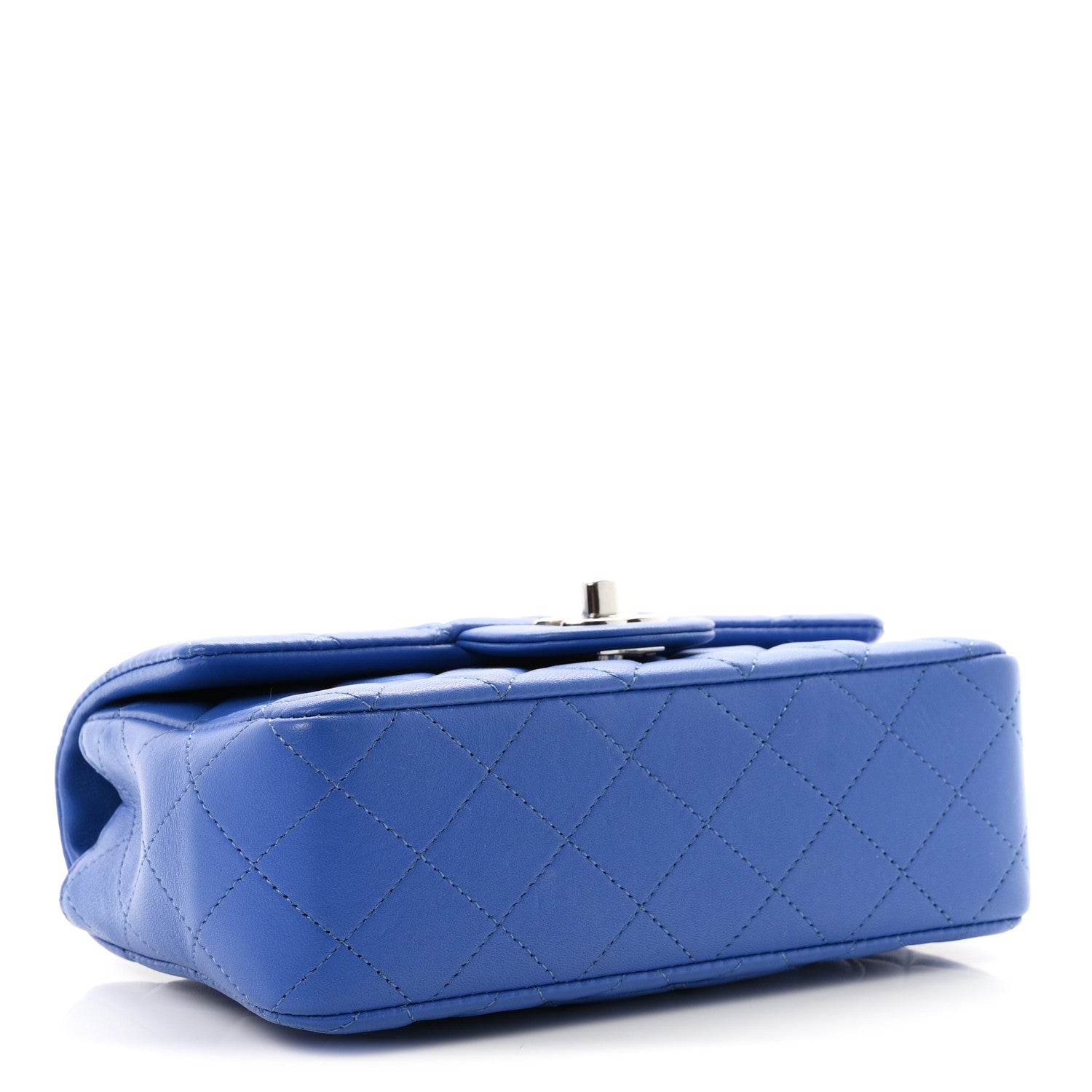 Lambskin Quilted Mini Rectangular Flap Blue — view 4
