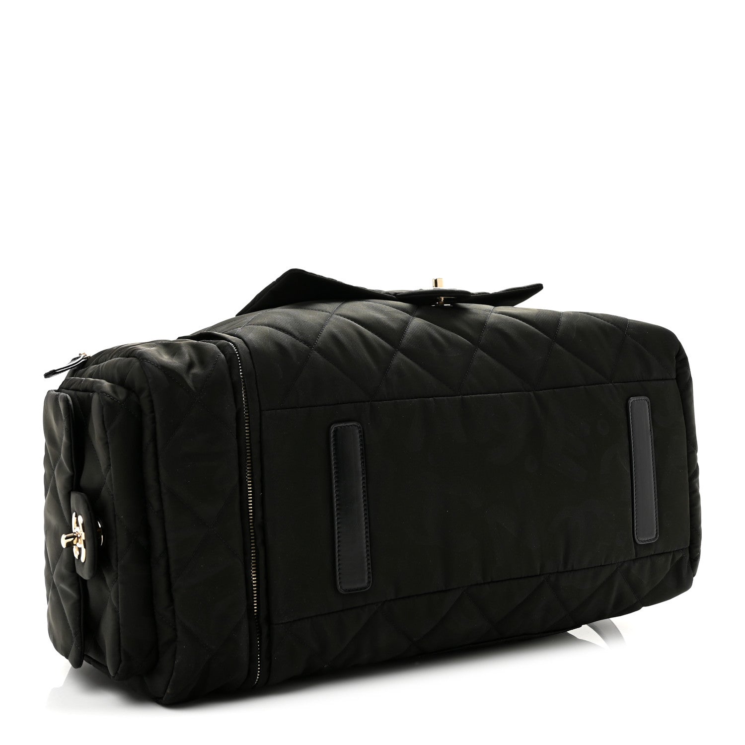Nylon Calfskin Quilted Coco Neige Printed Convertible Duffle Backpack Black — view 3