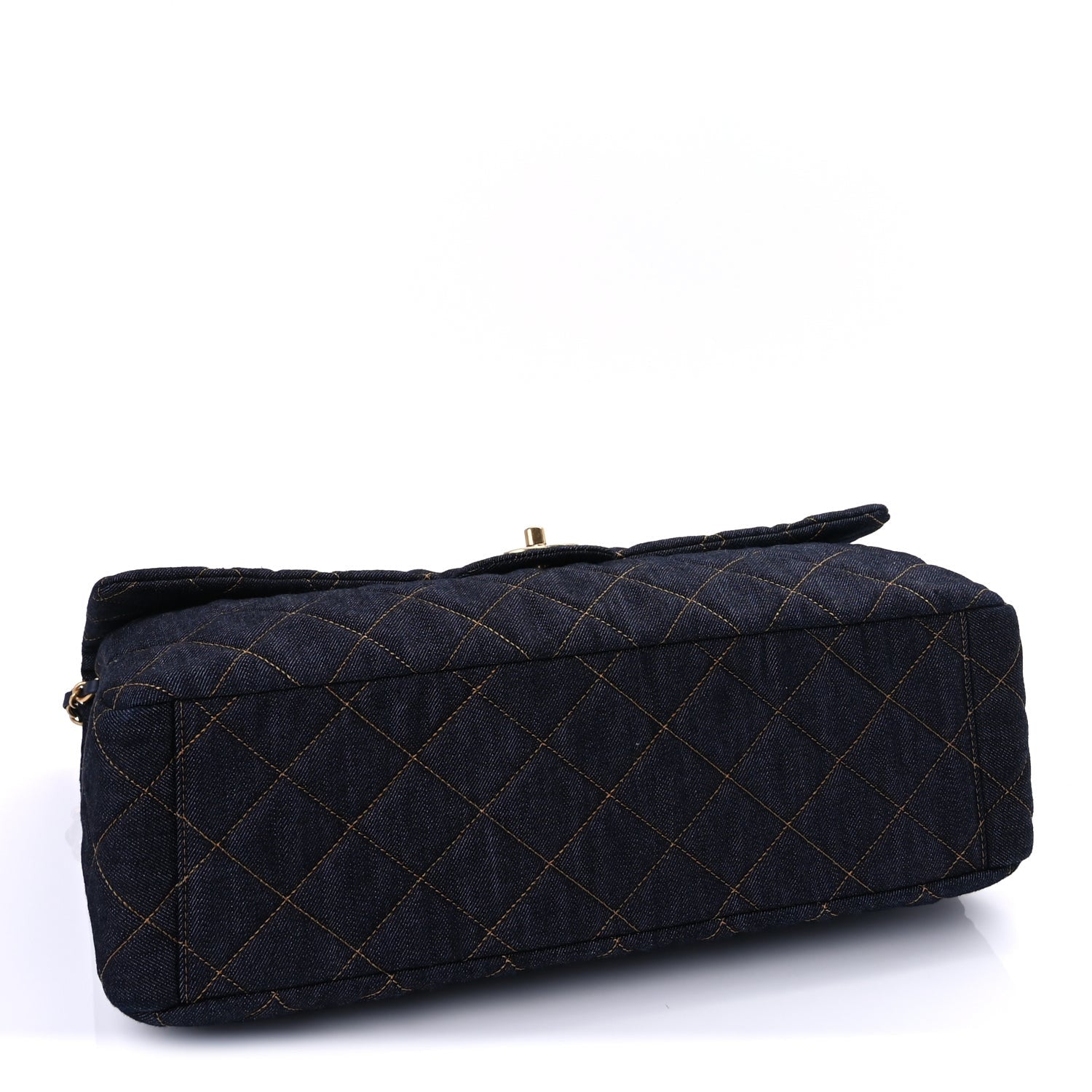 Denim Quilted XXL Travel Flap Bag Dark Blue — view 3