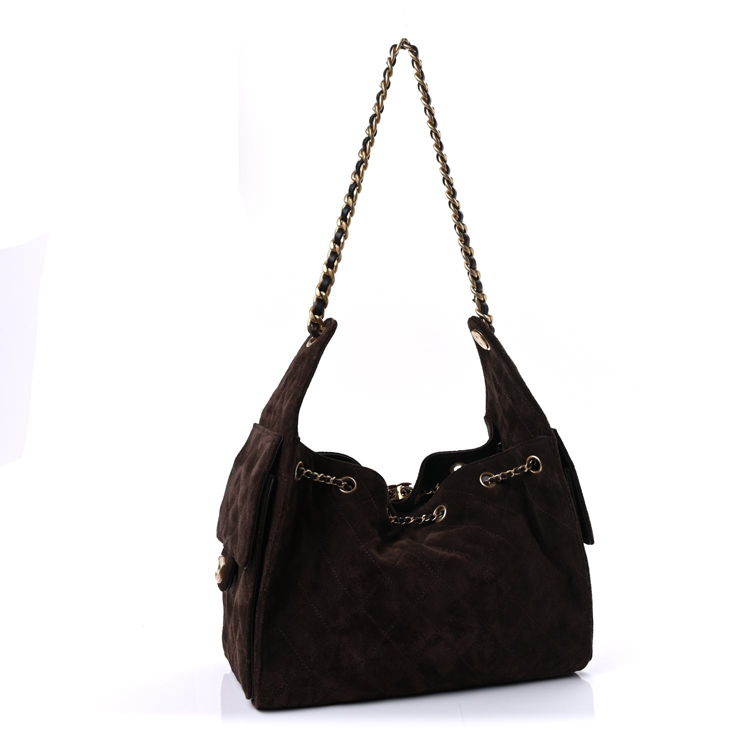 Suede Quilted Small 25 Handbag Brown — view 2