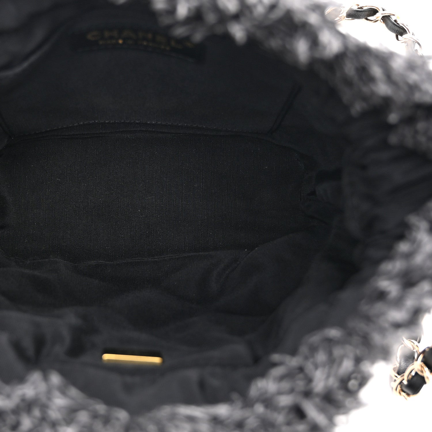 Denim Quilted Mood Small Bucket With Chain Black Multicolor — view 5