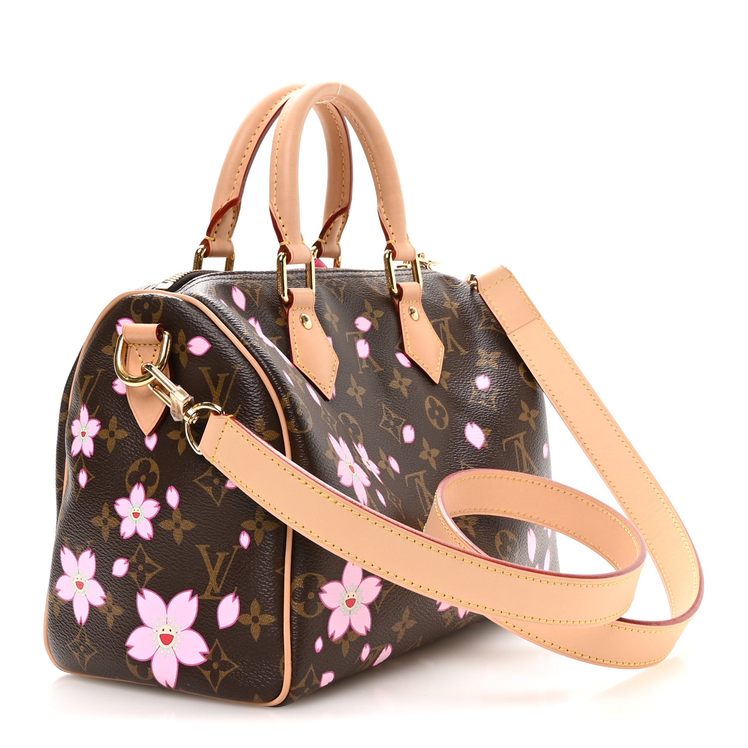 LV X TM Monogram Cherry Blossom Speedy Bandouliere 25 Sakura Brown — view 3