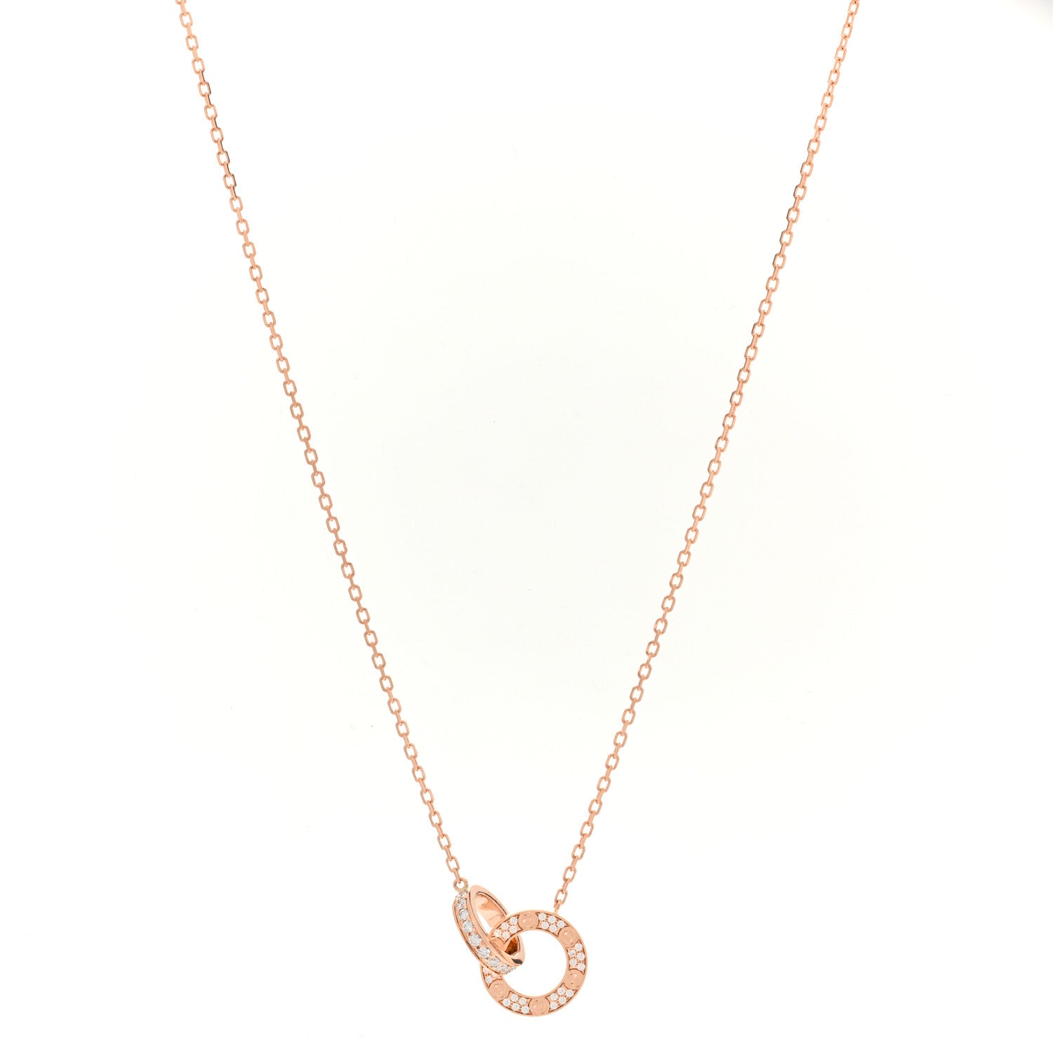 18K Pink Gold Diamond Interlocking LOVE Paved Necklace