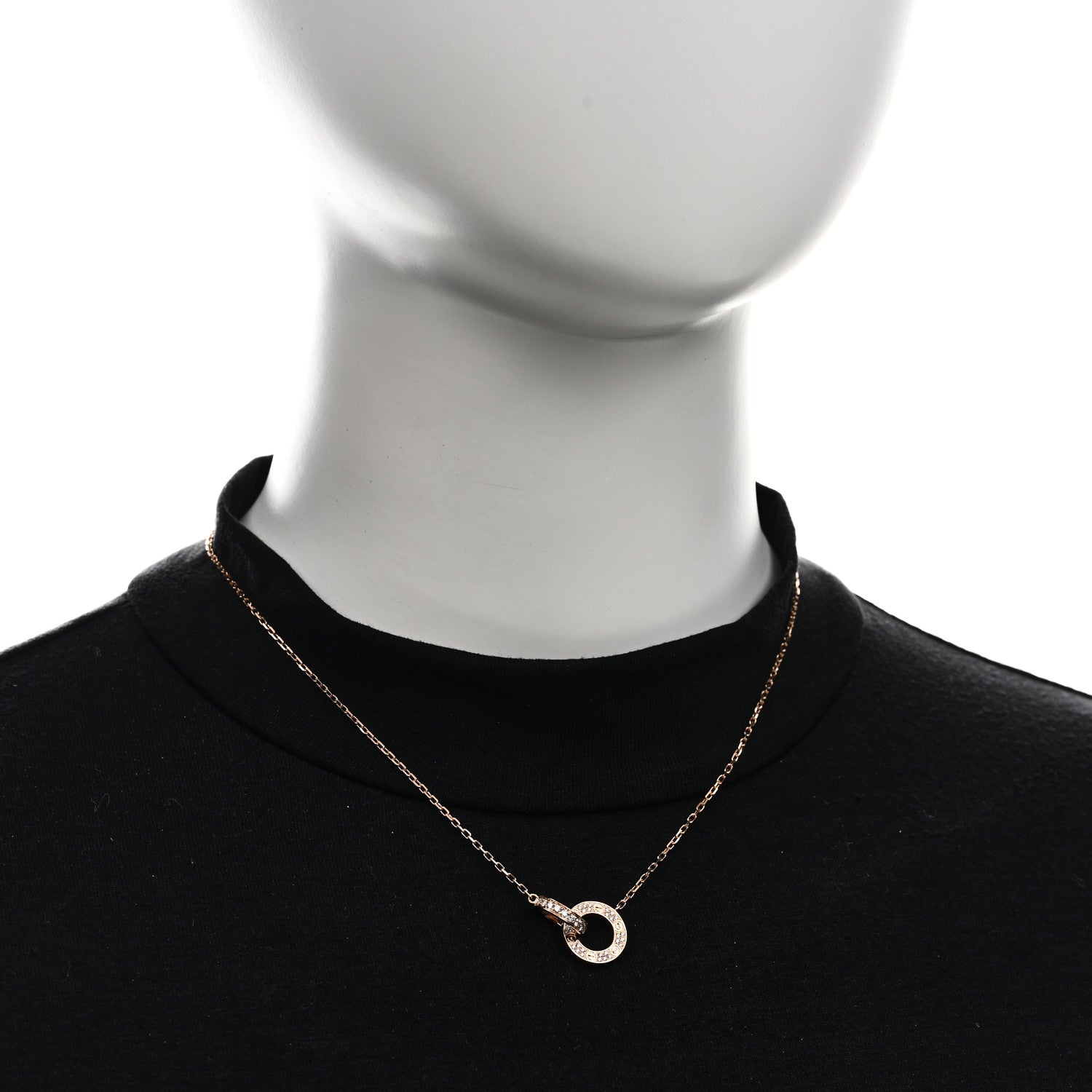 18K Pink Gold Diamond Interlocking LOVE Paved Necklace — view 2