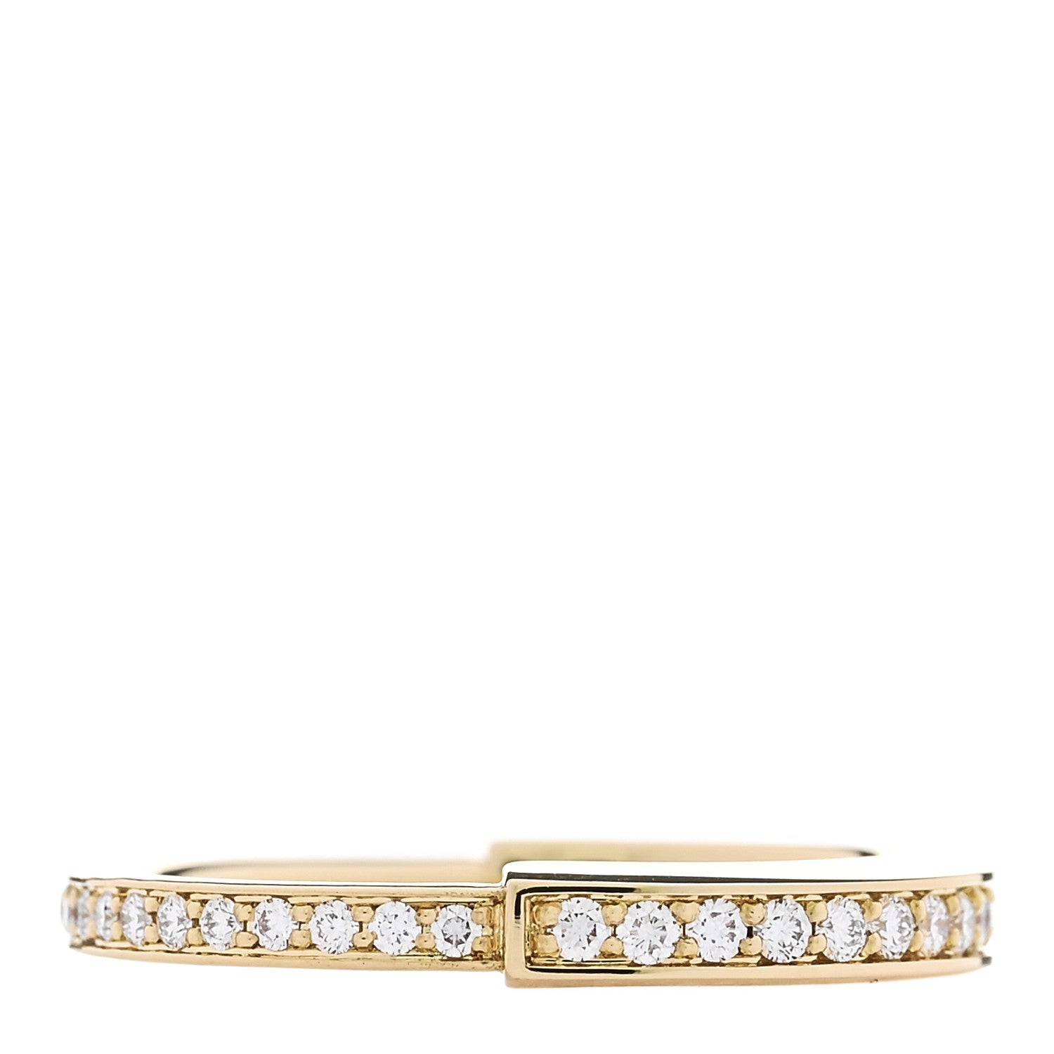 18K Yellow Gold Diamond Lock Pave Ring 53 6.5