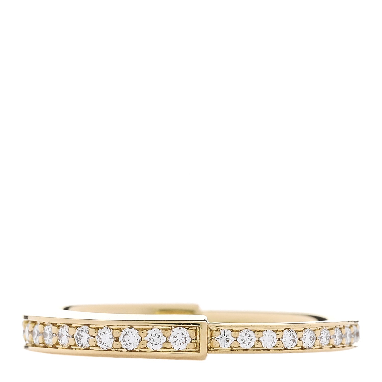 18K Yellow Gold Diamond Lock Pave Ring 53 6.5 — view 3