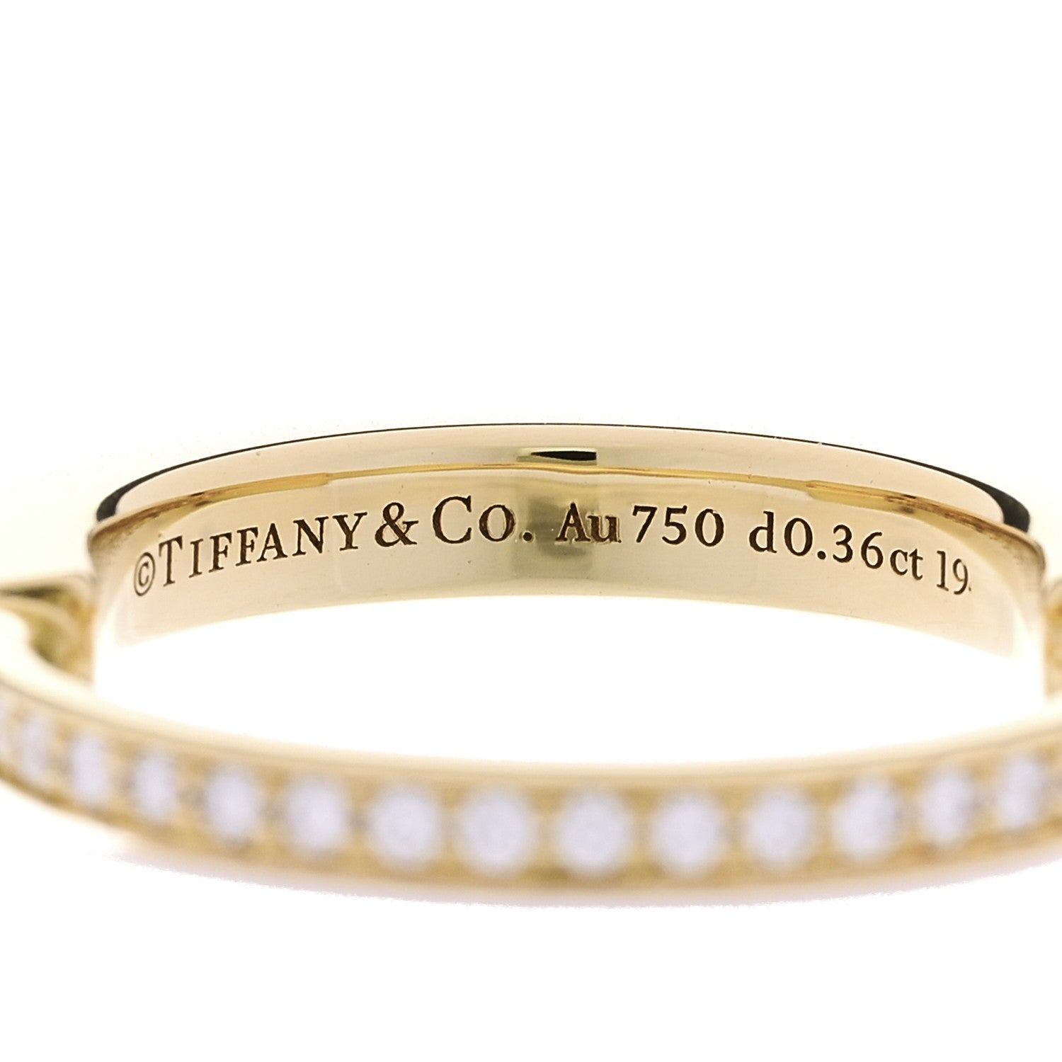 18K Yellow Gold Diamond Lock Pave Ring 53 6.5 — view 4