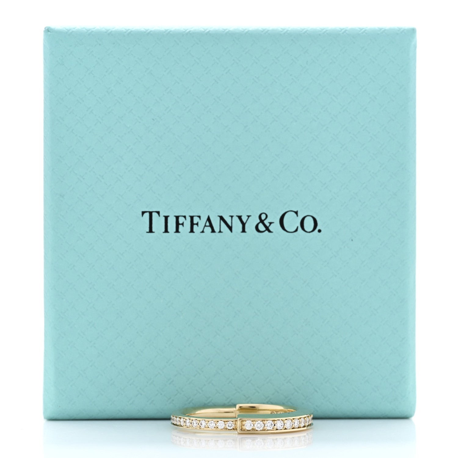 18K Yellow Gold Diamond Lock Pave Ring 53 6.5 — view 5