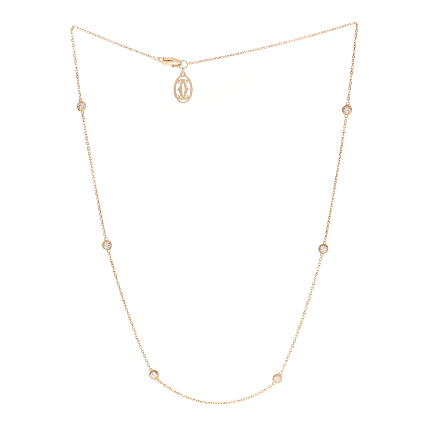 18K Pink Gold 6 Diamond D'Amour Station Necklace — view 3