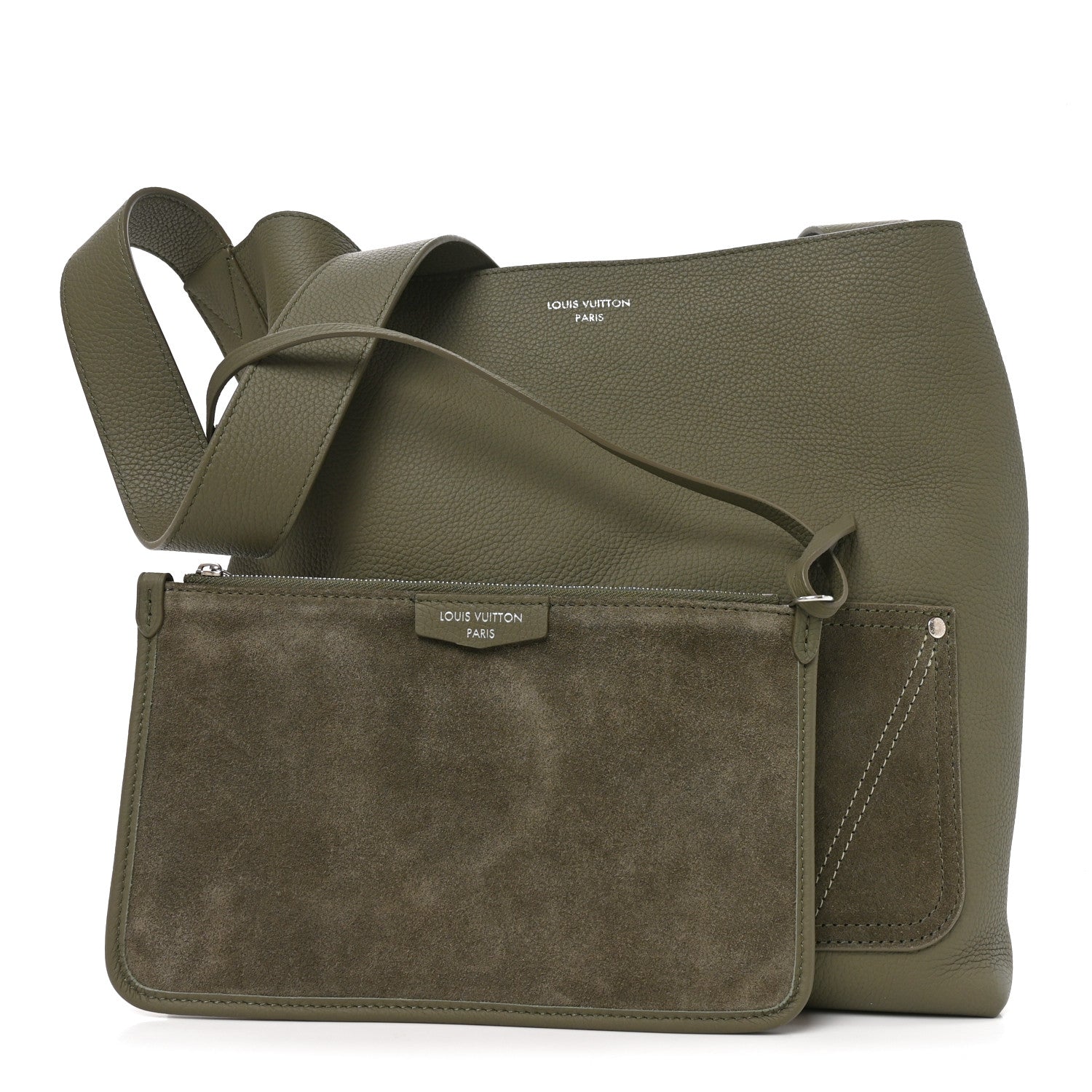 LV Touch Calfskin Reversible Verso Hobo H38 Khaki Green — view 3