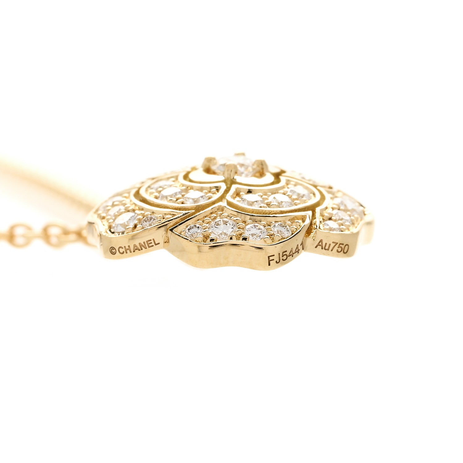 18K Yellow Gold Diamond Bouton de Camelia Pendant Necklace — view 5