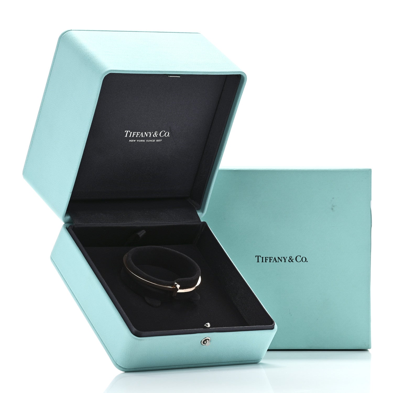 18K Rose Gold Narrow T T1 Hinged Bangle Bracelet — view 4