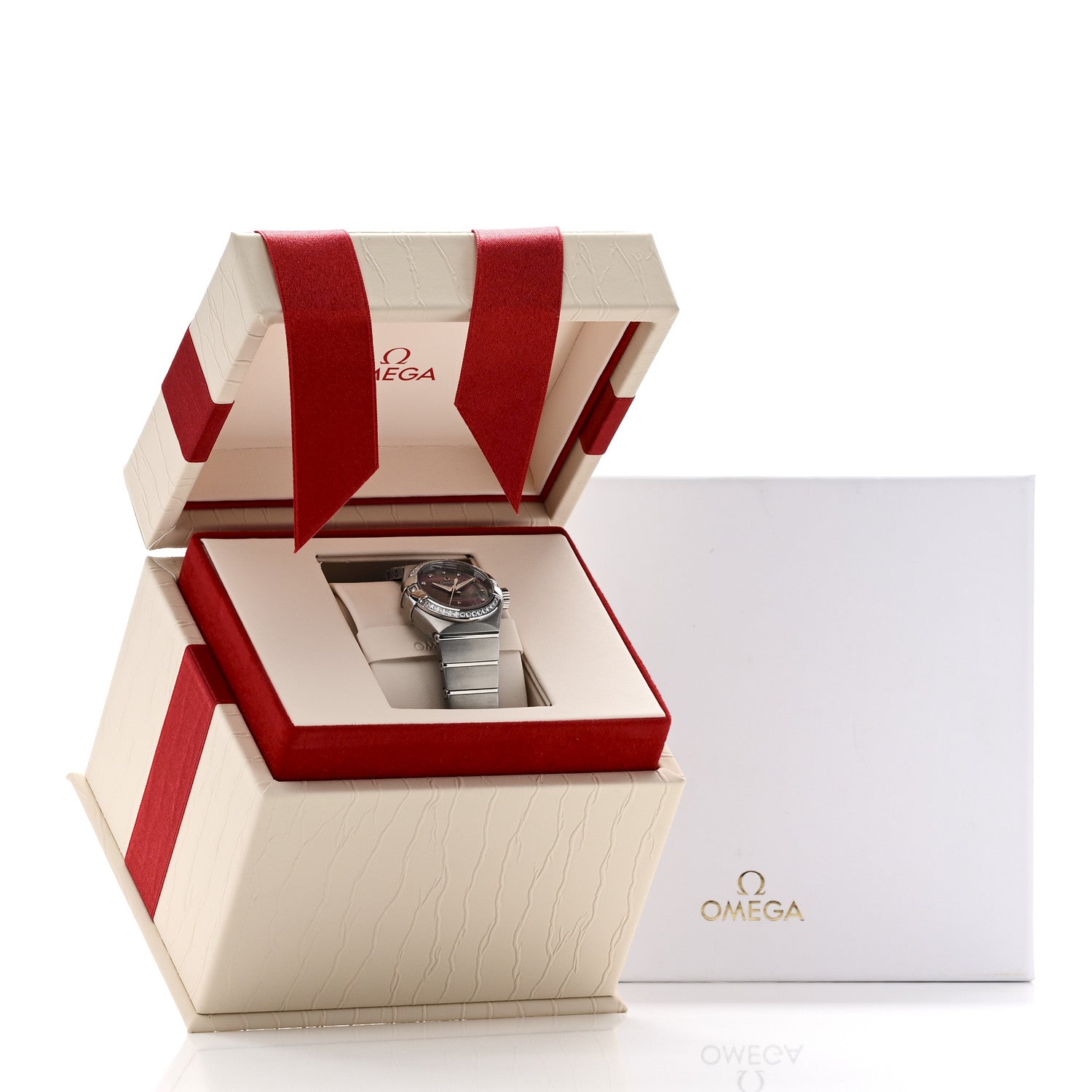 Stainless Steel Diamond Bezel Tahiti Mother of Pearl 27mm Constellation Co-Axial Automatic Watch 123.15.27.20.57.003 — view 5