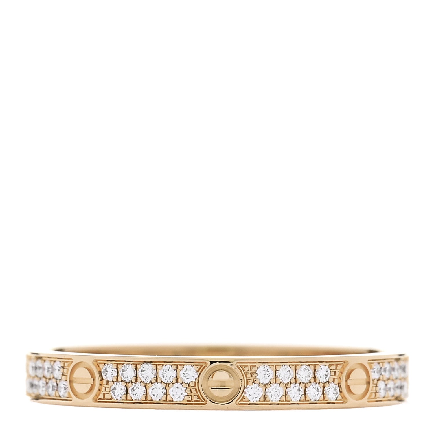 18K Yellow Gold Diamond 2.6mm LOVE Paved Band Ring 54 6.75 54/6.75