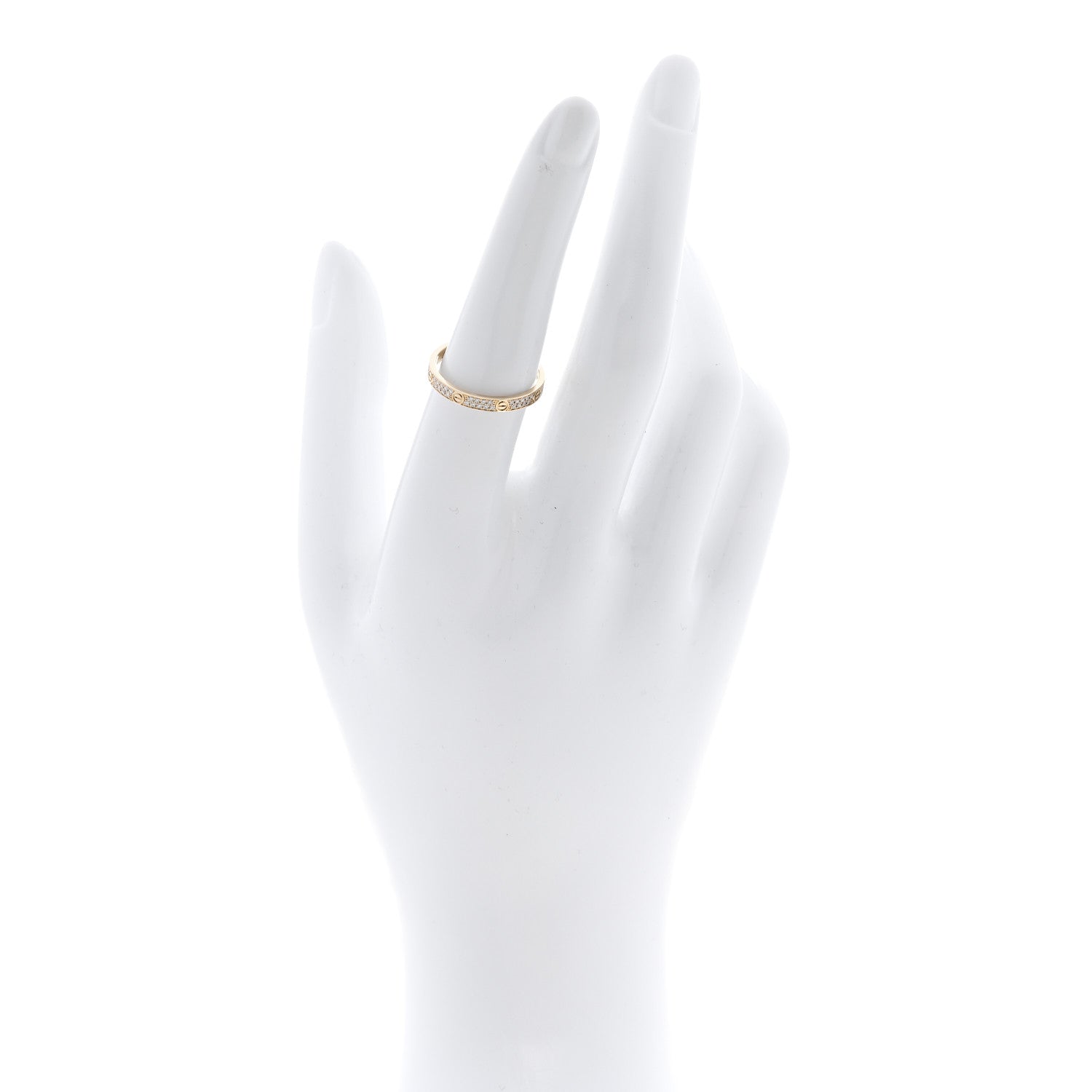 18K Yellow Gold Diamond 2.6mm LOVE Paved Band Ring 54 6.75 54/6.75 — view 2