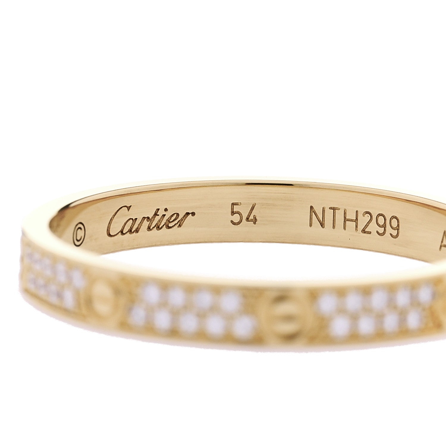 18K Yellow Gold Diamond 2.6mm LOVE Paved Band Ring 54 6.75 54/6.75 — view 4
