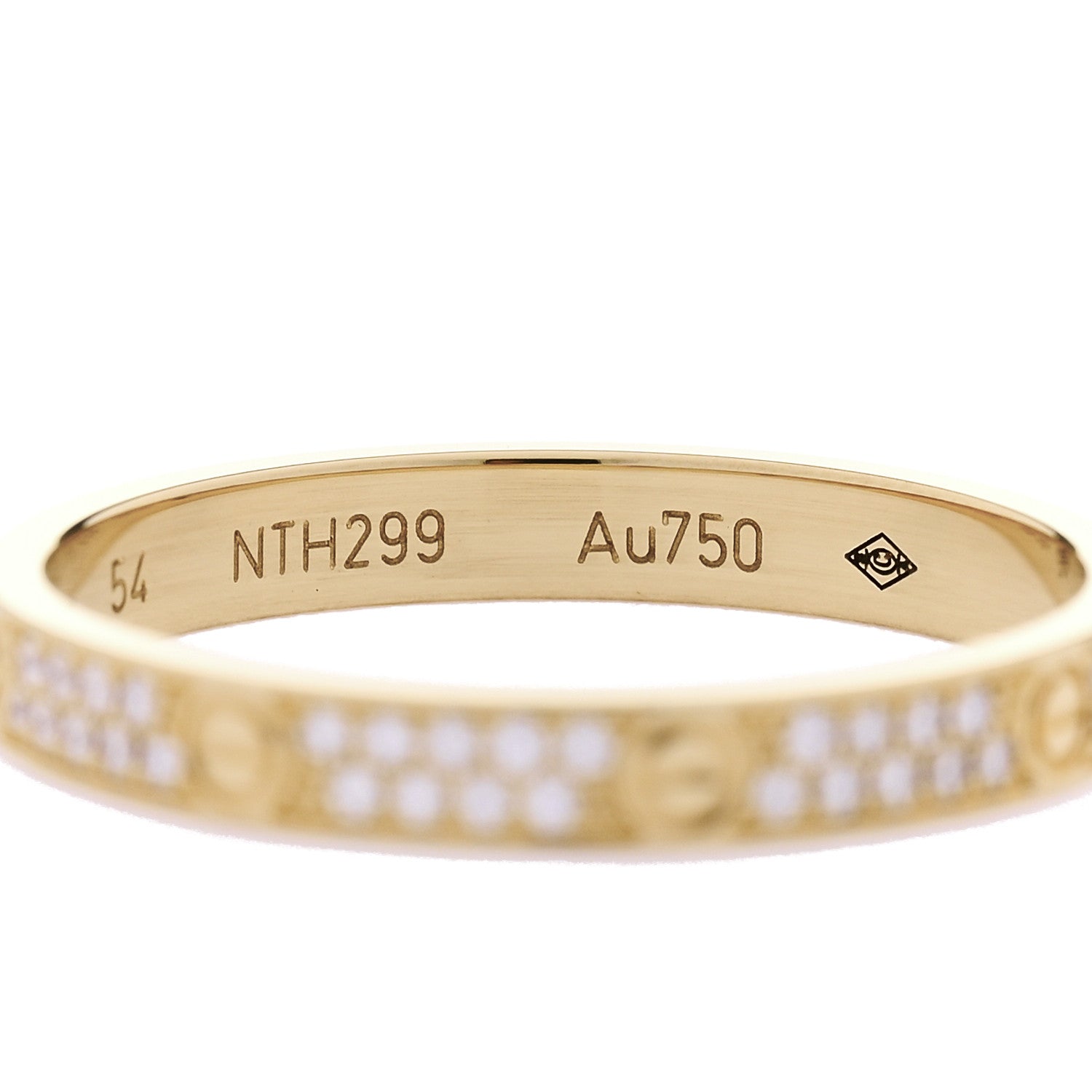18K Yellow Gold Diamond 2.6mm LOVE Paved Band Ring 54 6.75 54/6.75 — view 5