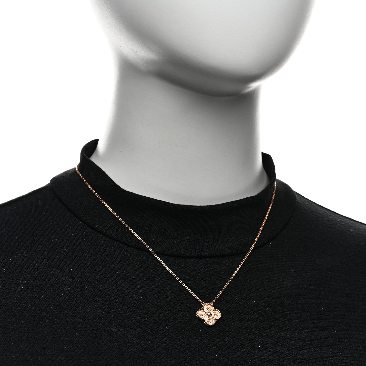 18K Rose Gold Vintage Alhambra Pendant Necklace — view 2