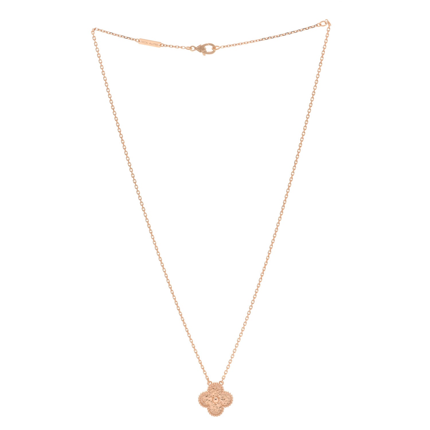 18K Rose Gold Vintage Alhambra Pendant Necklace — view 3
