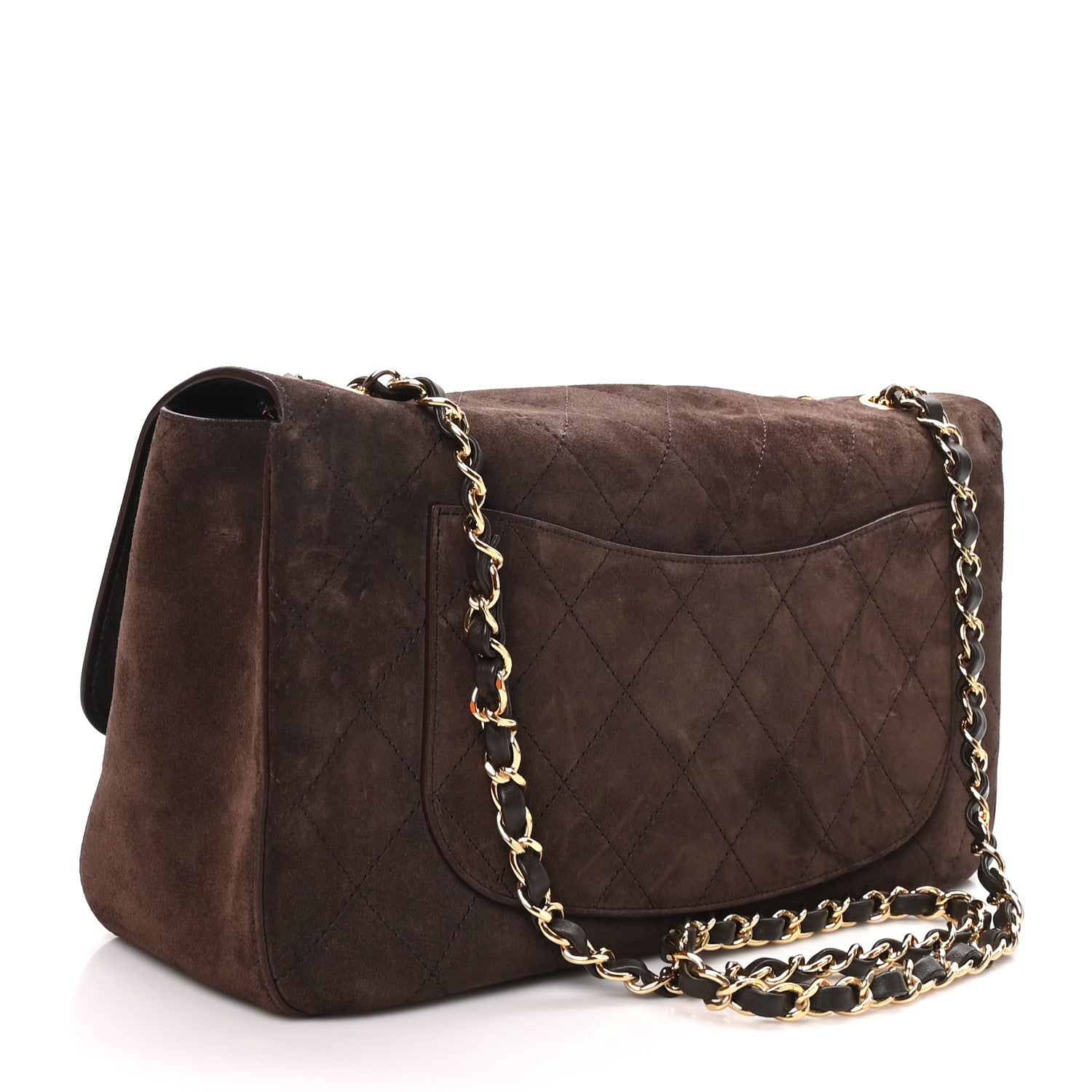 Suede Calfskin Small Souplissimo Maxi Flap Dark Brown — view 2