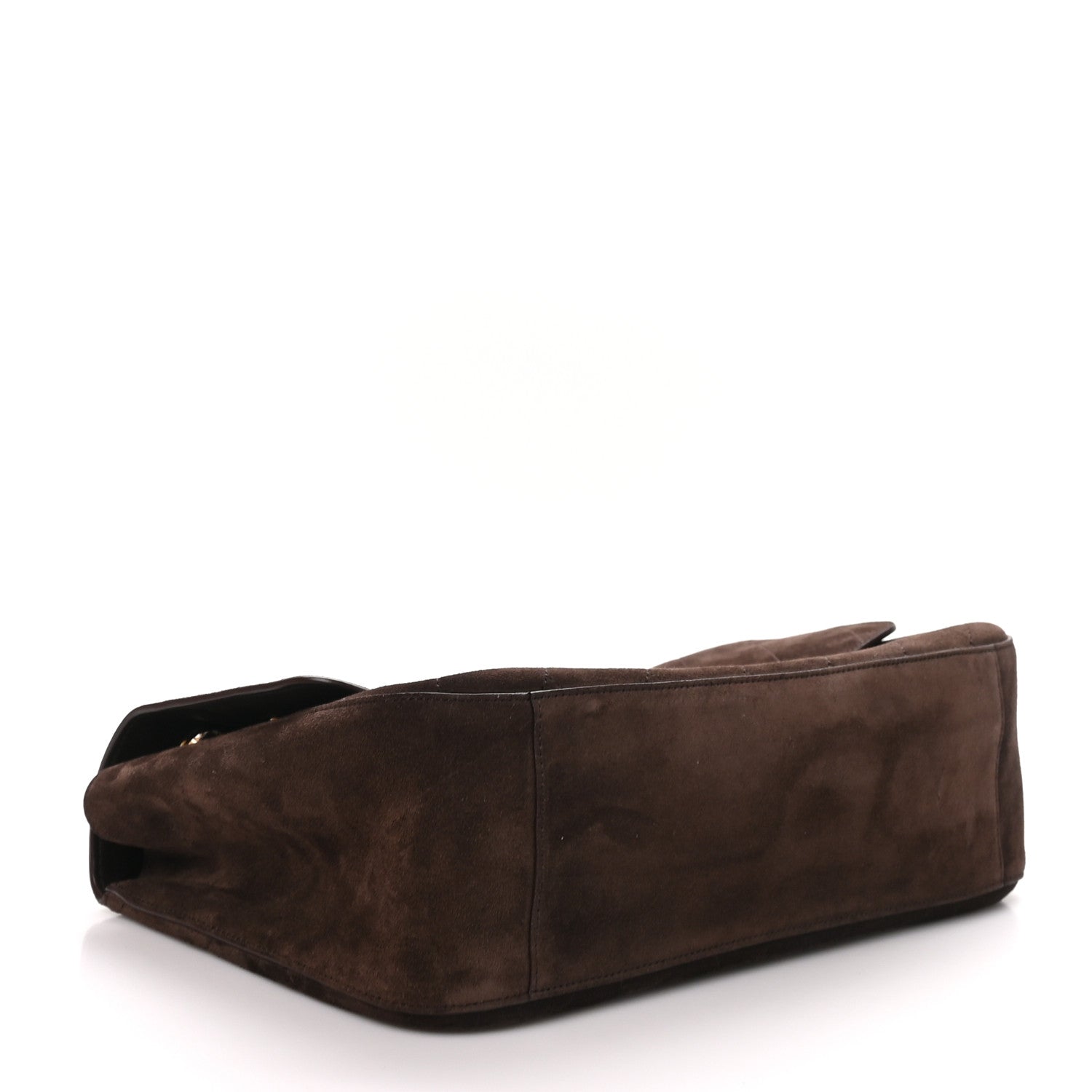 Suede Calfskin Small Souplissimo Maxi Flap Dark Brown — view 4