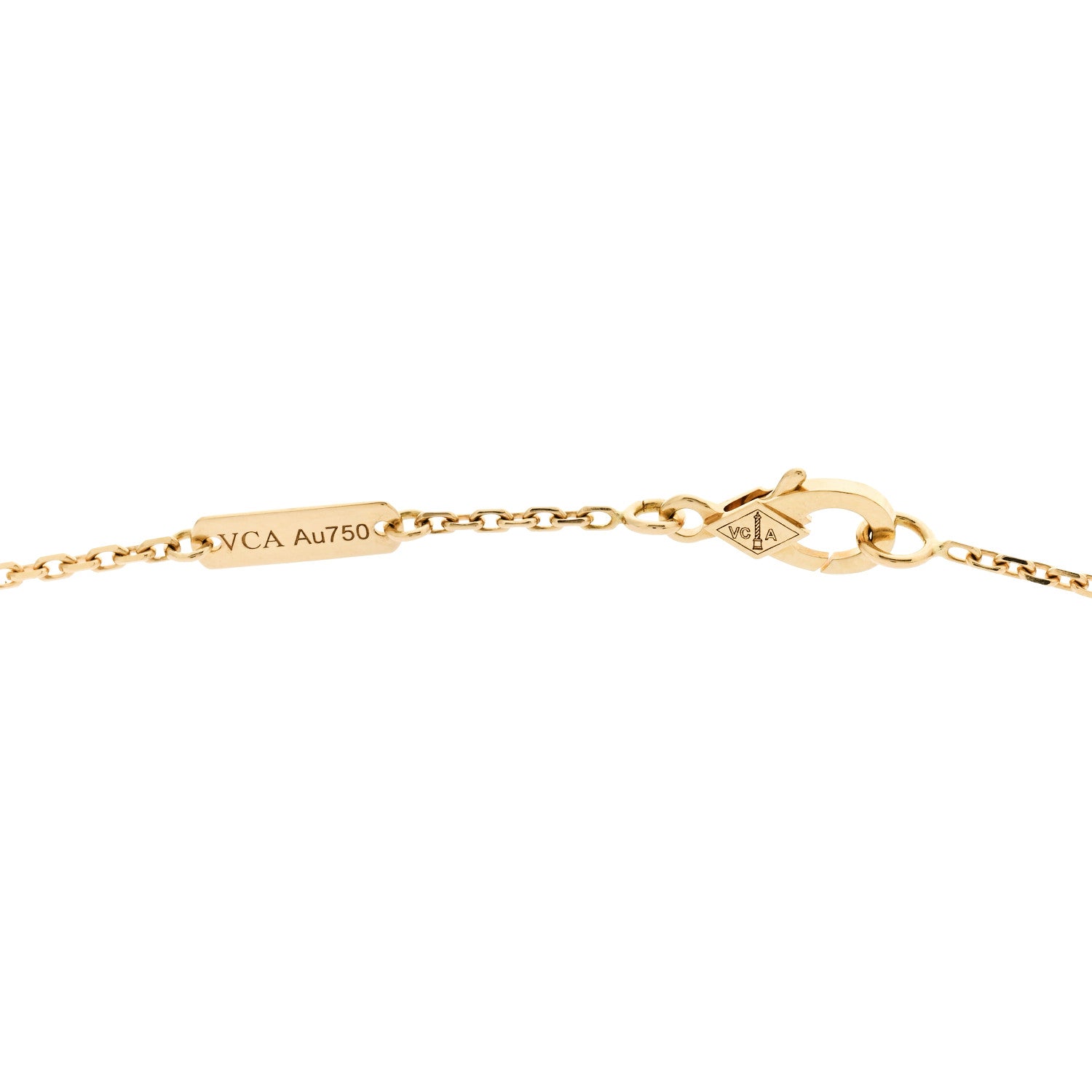 18K Yellow Gold Diamond Vintage Alhambra Pendant Necklace — view 4