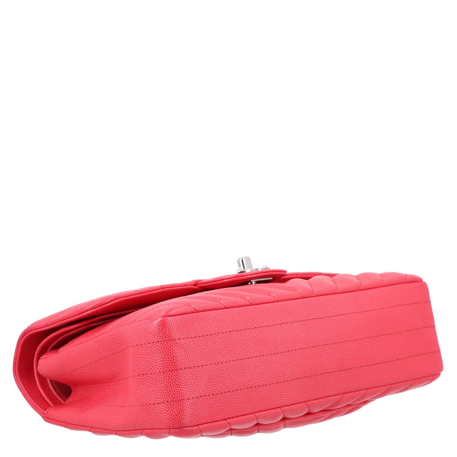 Caviar Chevron Quilted Small Double Flap Dark Pink — view 4