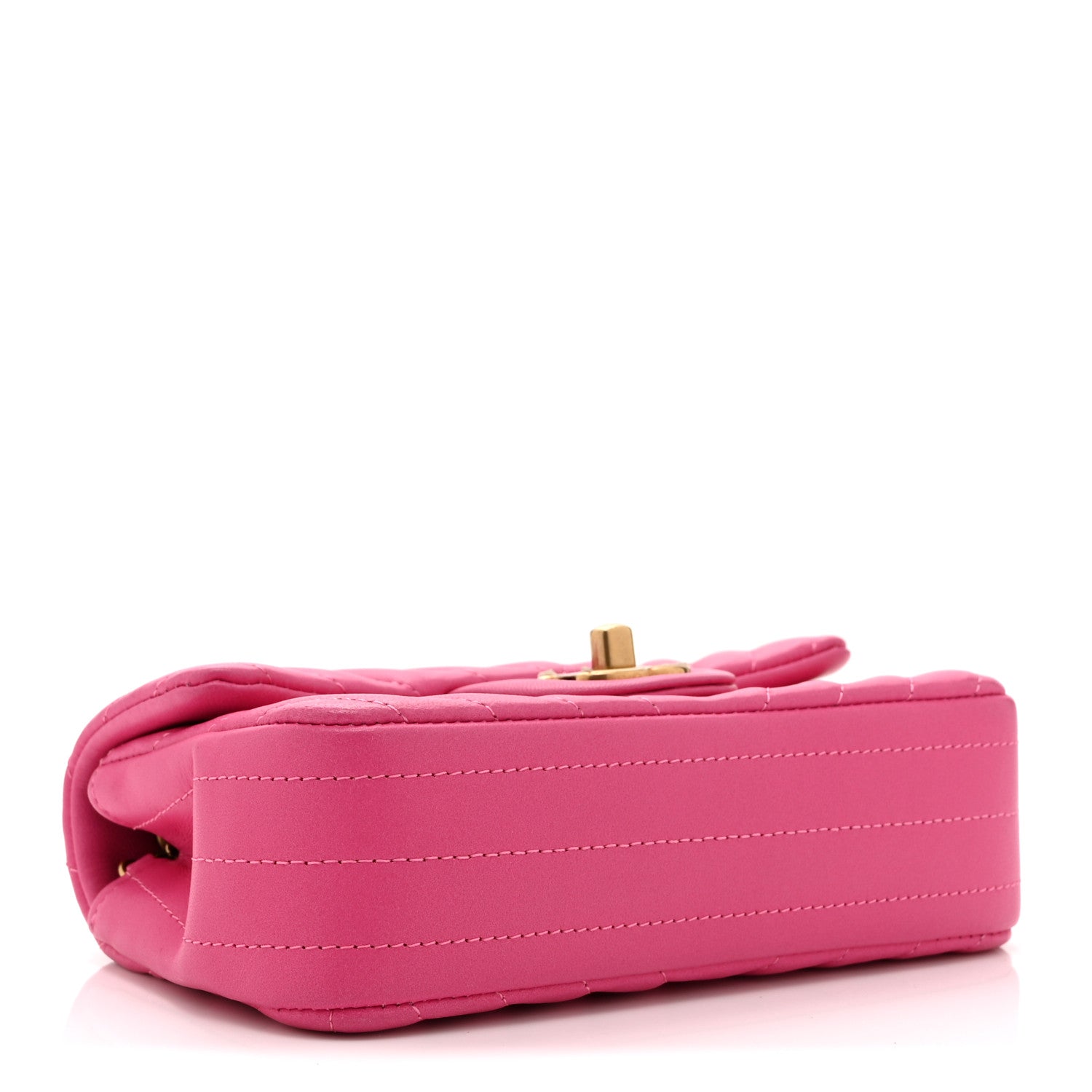Lambskin Chevron Quilted Mini Rectangular Flap Pink — view 4