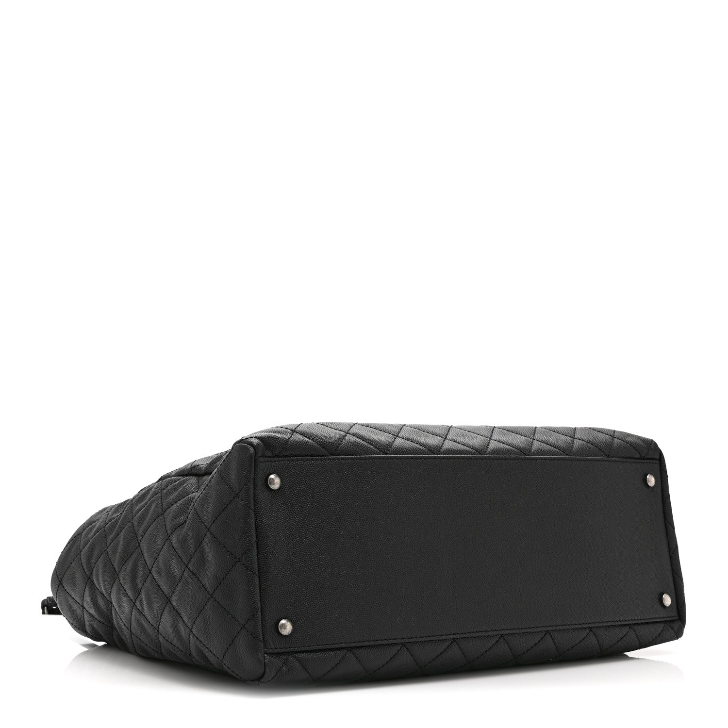 Caviar Quilted Large Coco Handle Shopping Tote Black — view 5