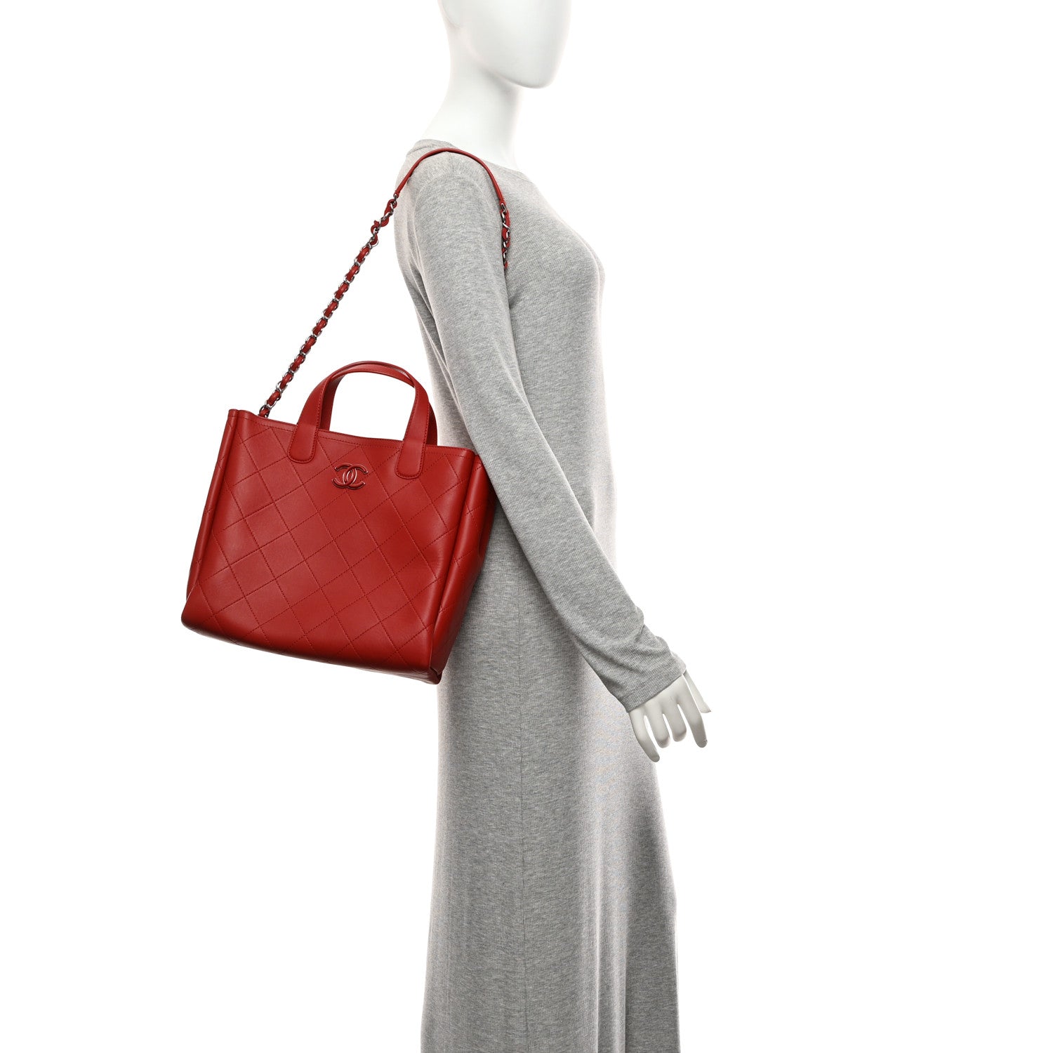 Bullskin Stitched Medium Shopping Bag Red — view 2