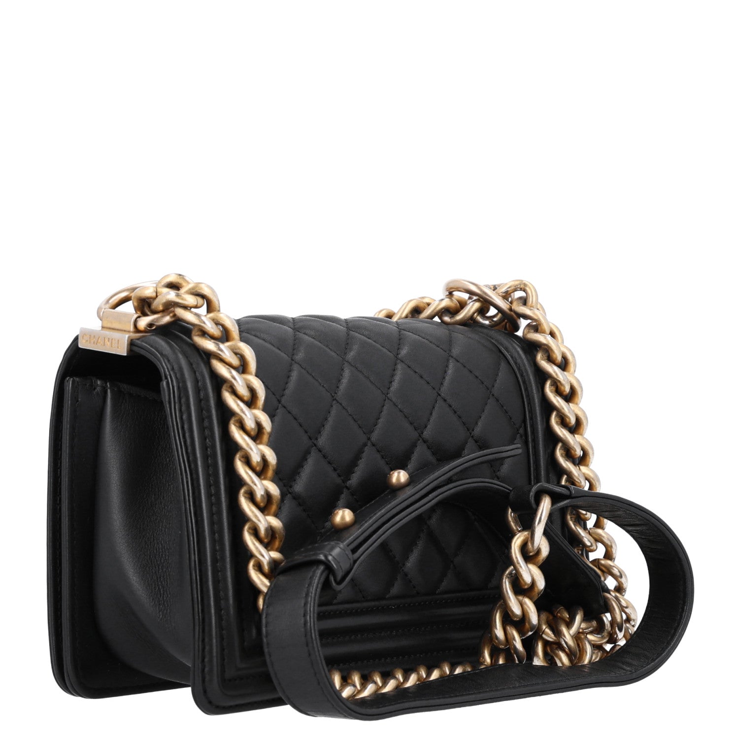 Lambskin Quilted Small Boy Flap Black — view 3