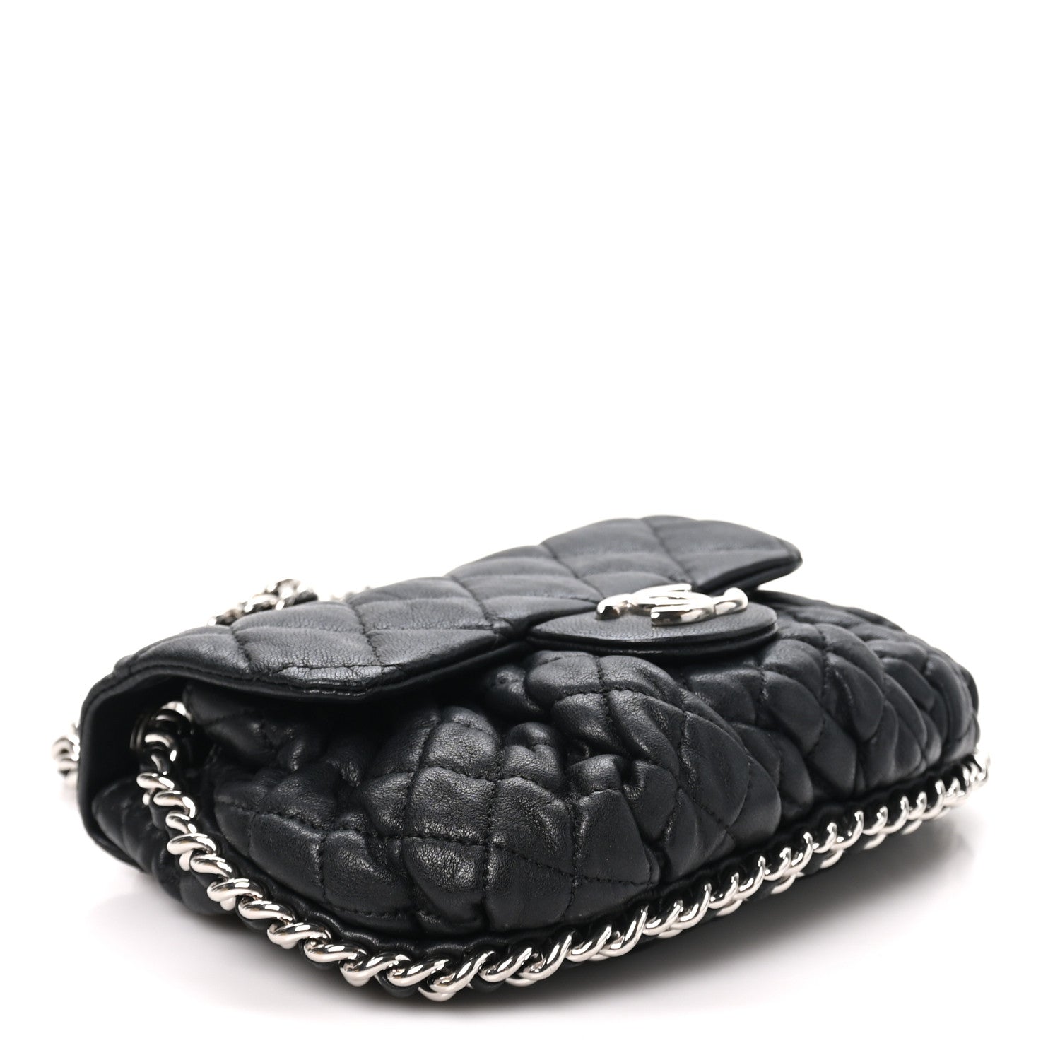 Washed Lambskin Quilted Mini Chain Around Messenger Black — view 4