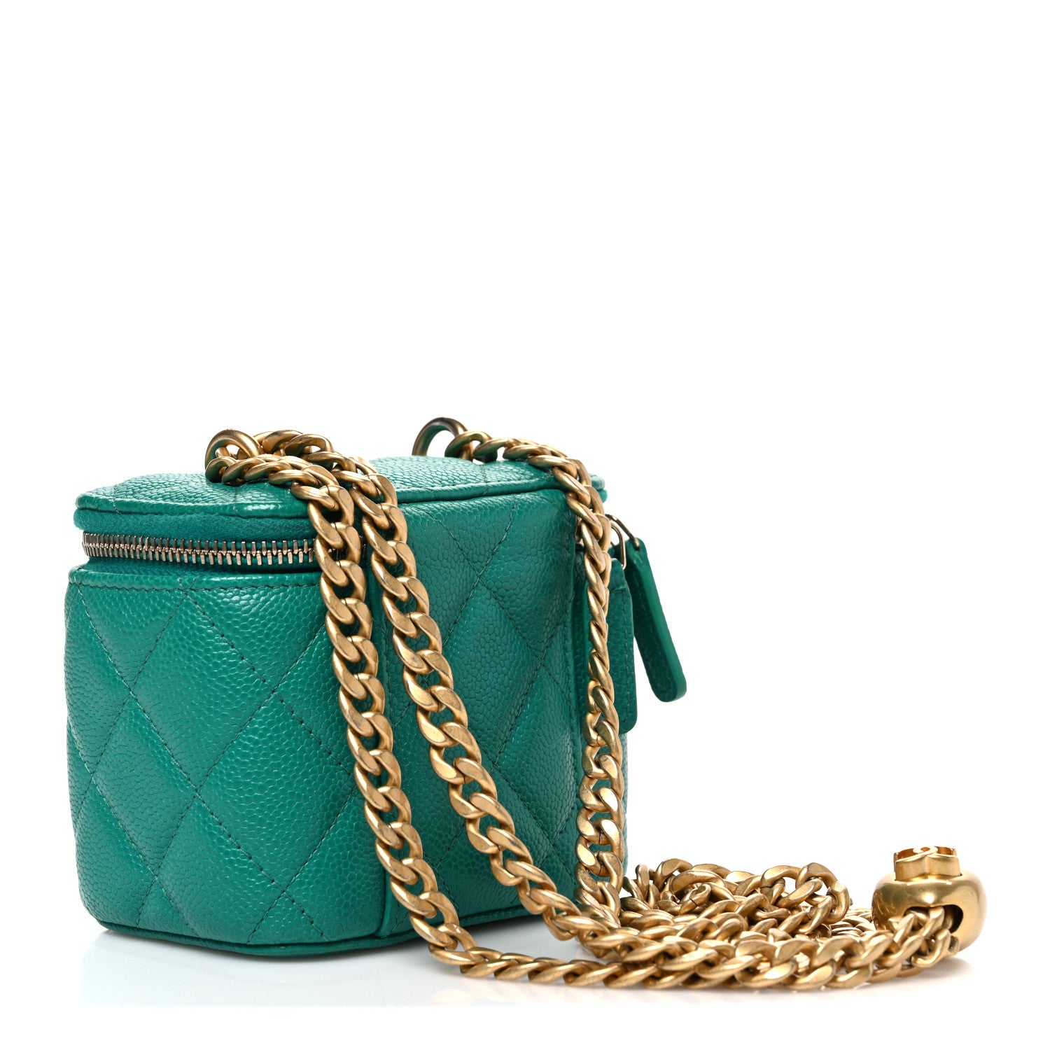 Caviar Quilted Sweetheart Mini Vanity Case Green — view 3