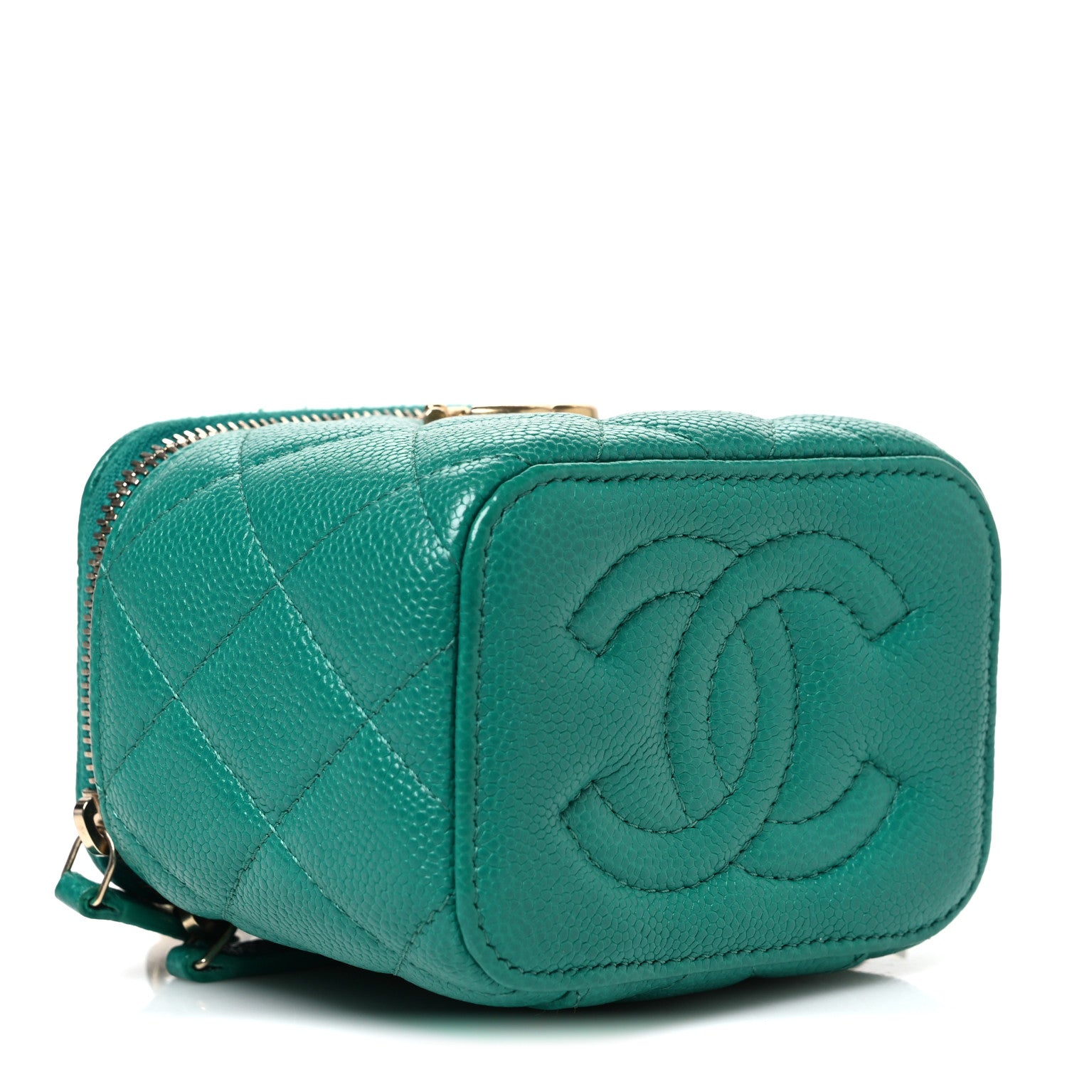 Caviar Quilted Sweetheart Mini Vanity Case Green — view 4