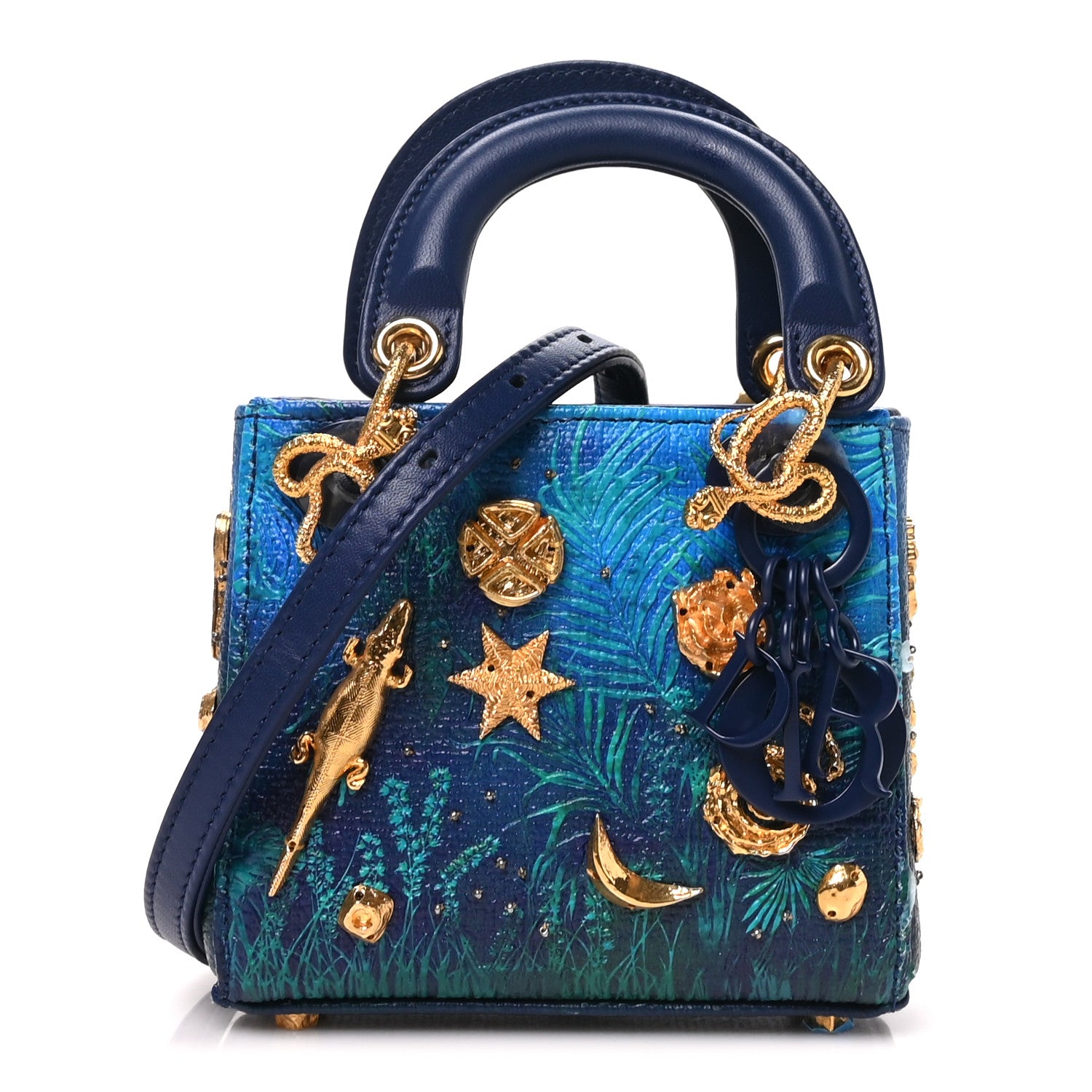 X LINA IRIS VIKTOR Calfskin Embellished Micro Lady Dior Art Blue Multicolor