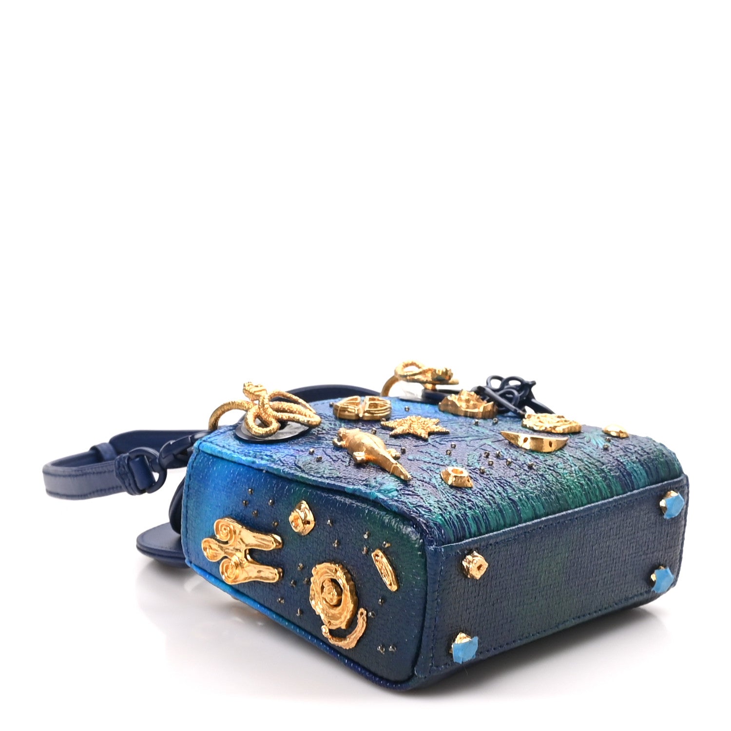 X LINA IRIS VIKTOR Calfskin Embellished Micro Lady Dior Art Blue Multicolor — view 4