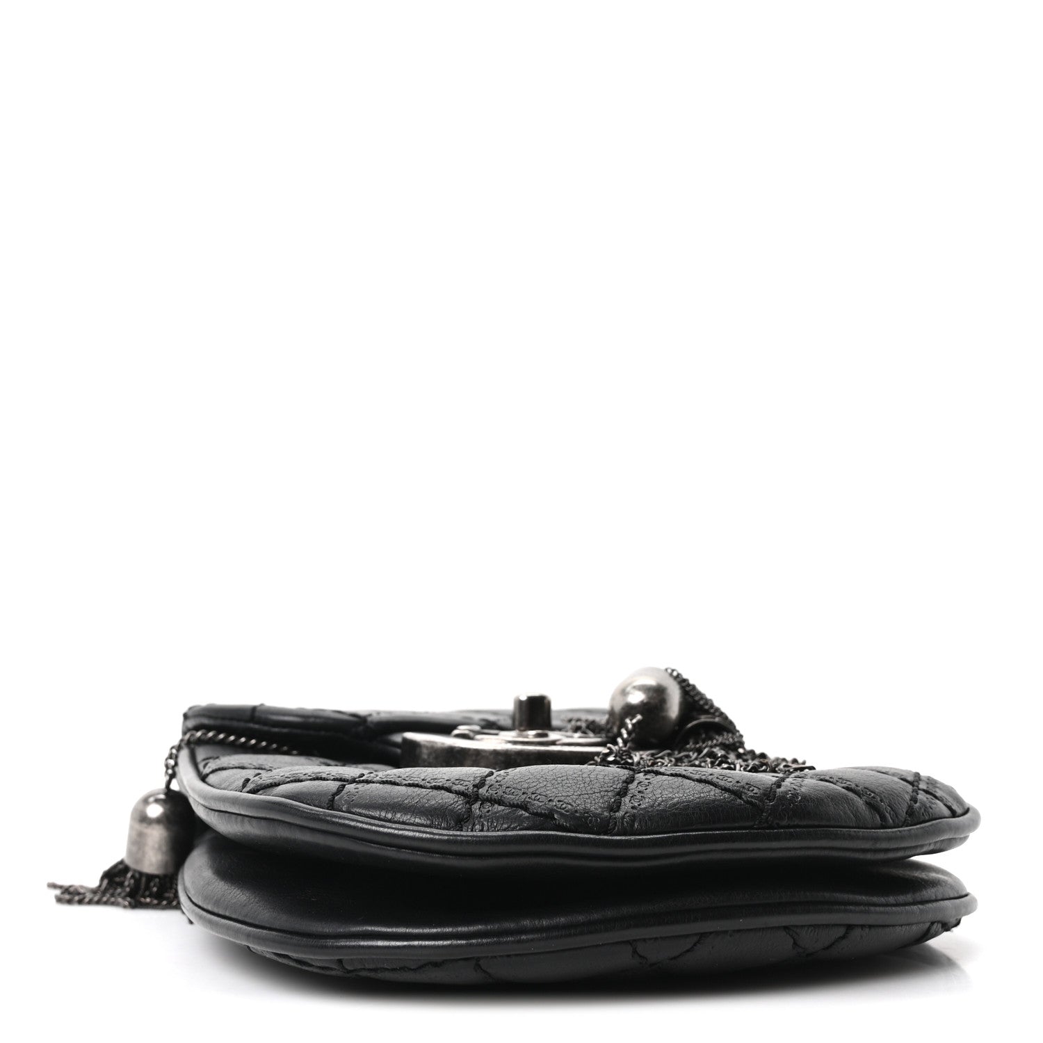 Calfskin Quilted Coco Sporran Small Tassel Flap Black — view 4