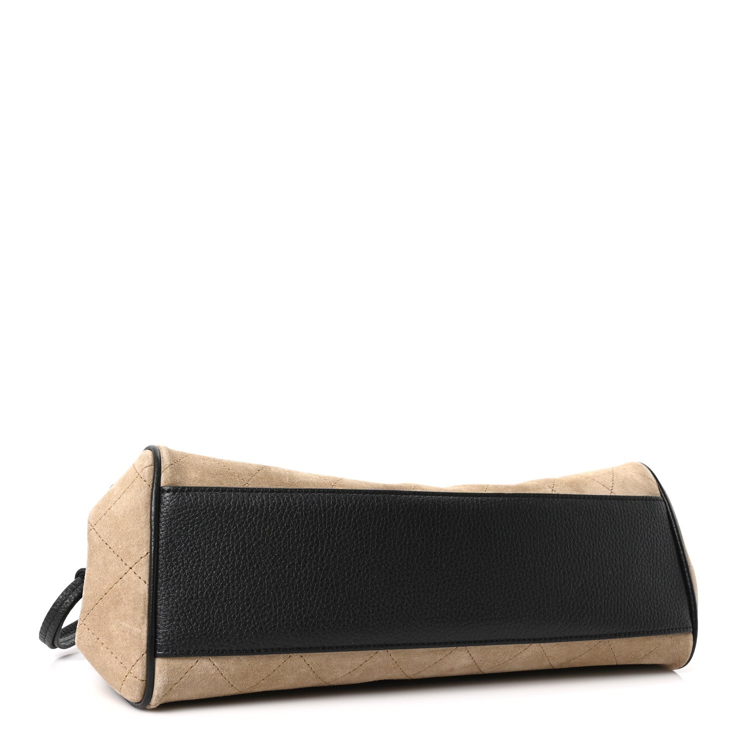 Grained Calfskin Suede Urban Essentials Small Shopping Bag Dark Beige Black — view 4