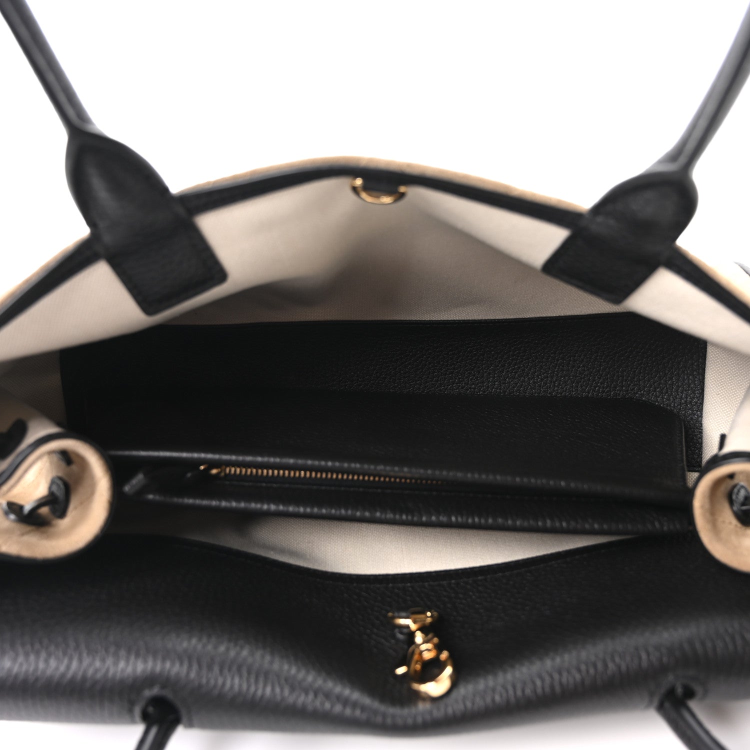 Grained Calfskin Suede Urban Essentials Small Shopping Bag Dark Beige Black — view 5