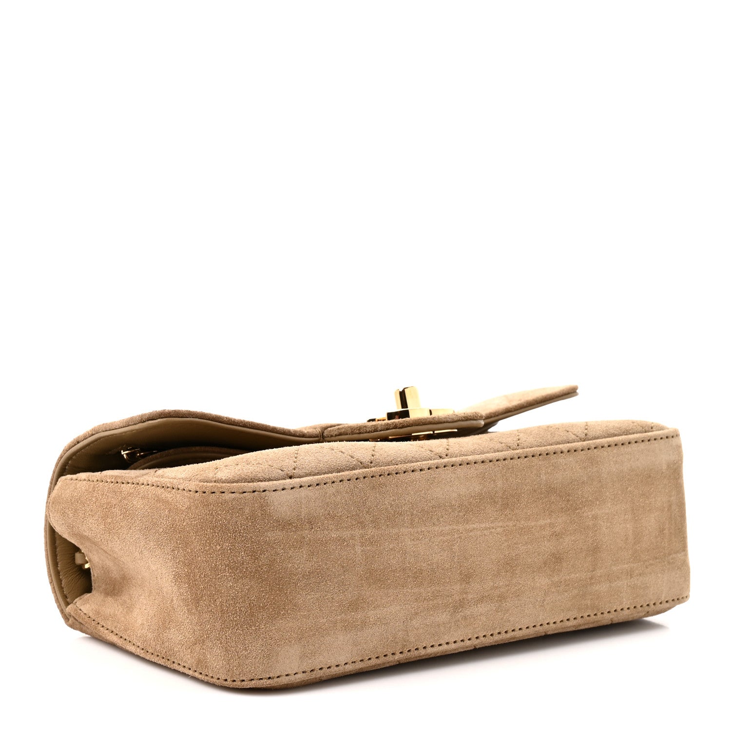 Suede Calfskin Mini Souplissimo Flap Dark Beige — view 4