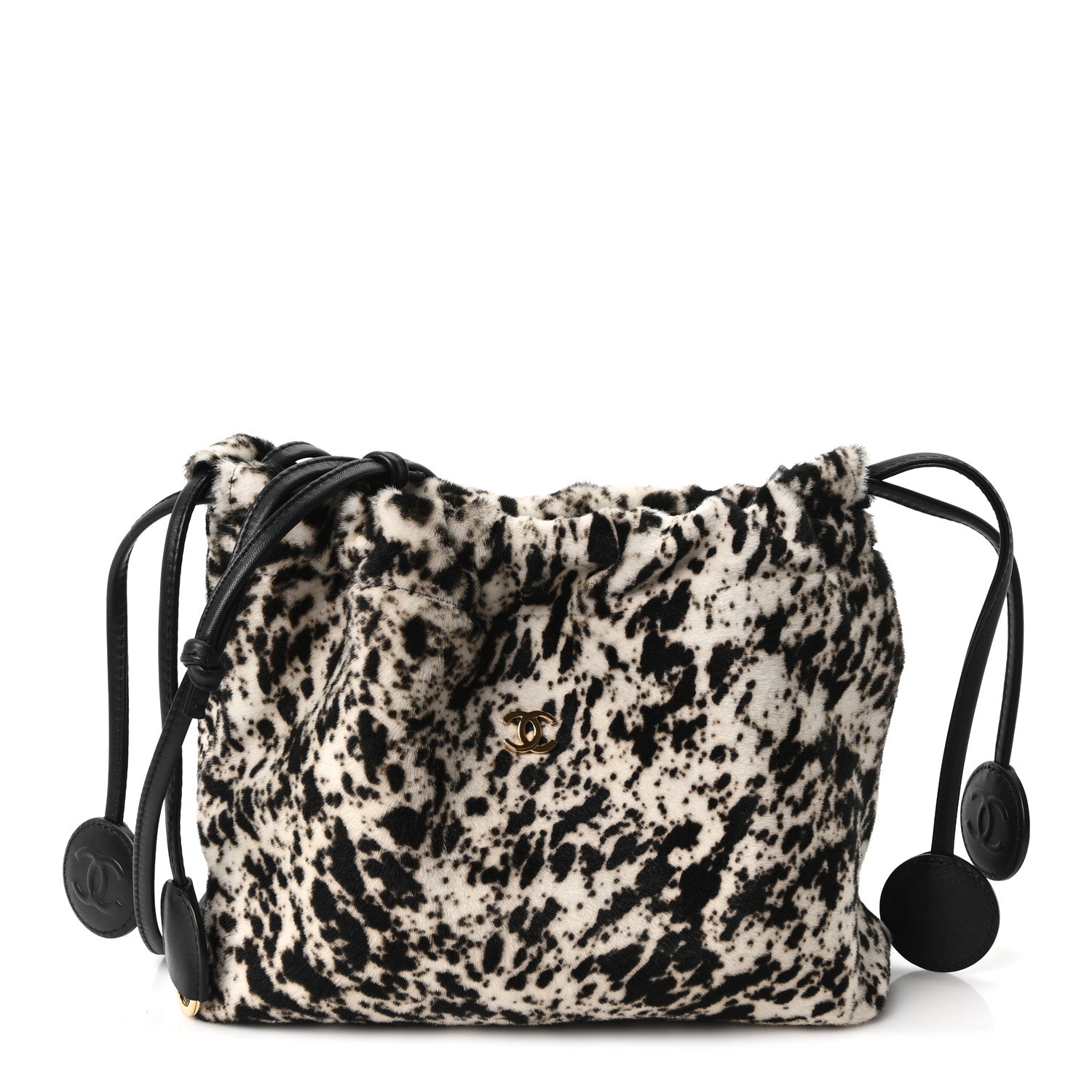 Pony Hair Printed Chic Lady Shoulder Bag White Black