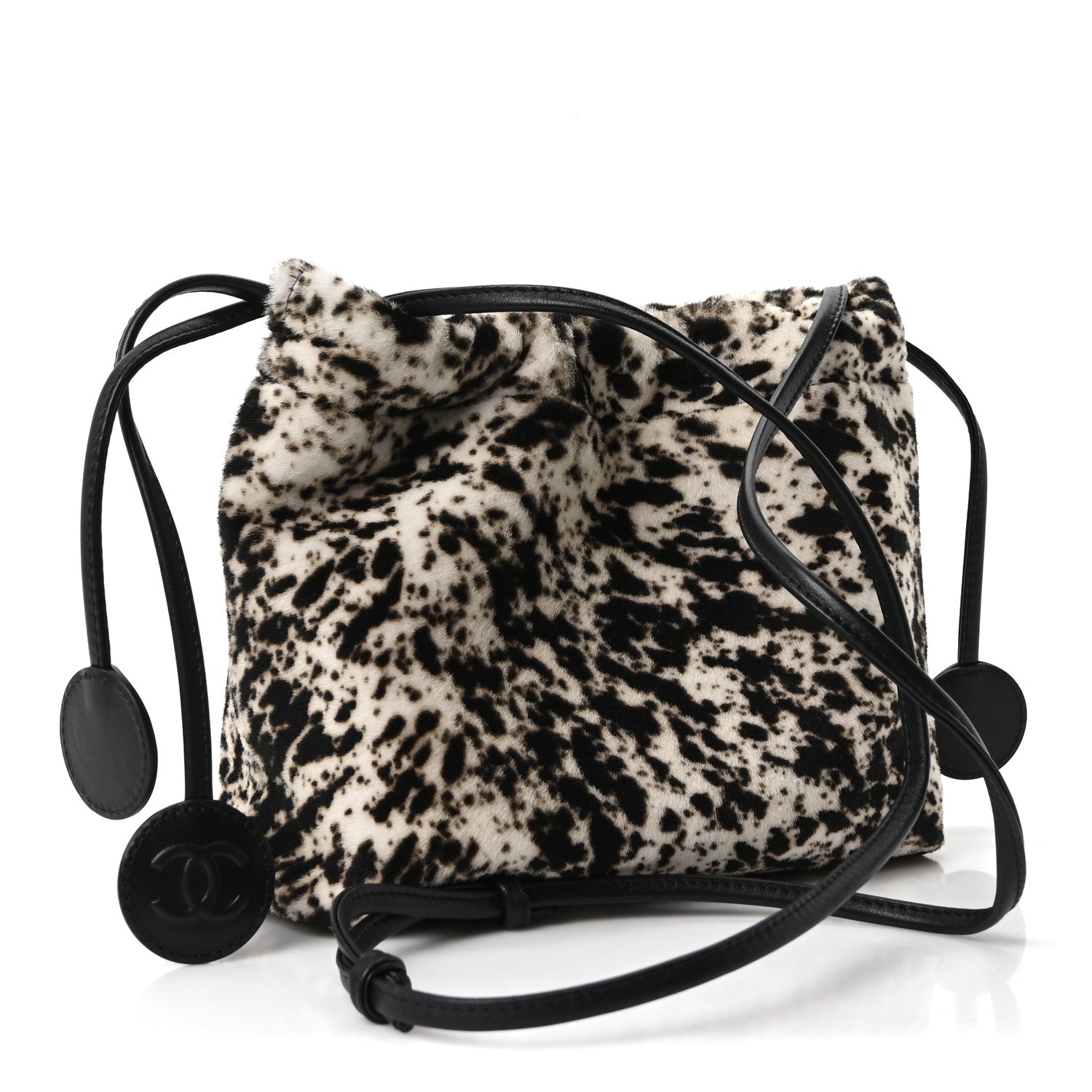 Pony Hair Printed Chic Lady Shoulder Bag White Black — view 3