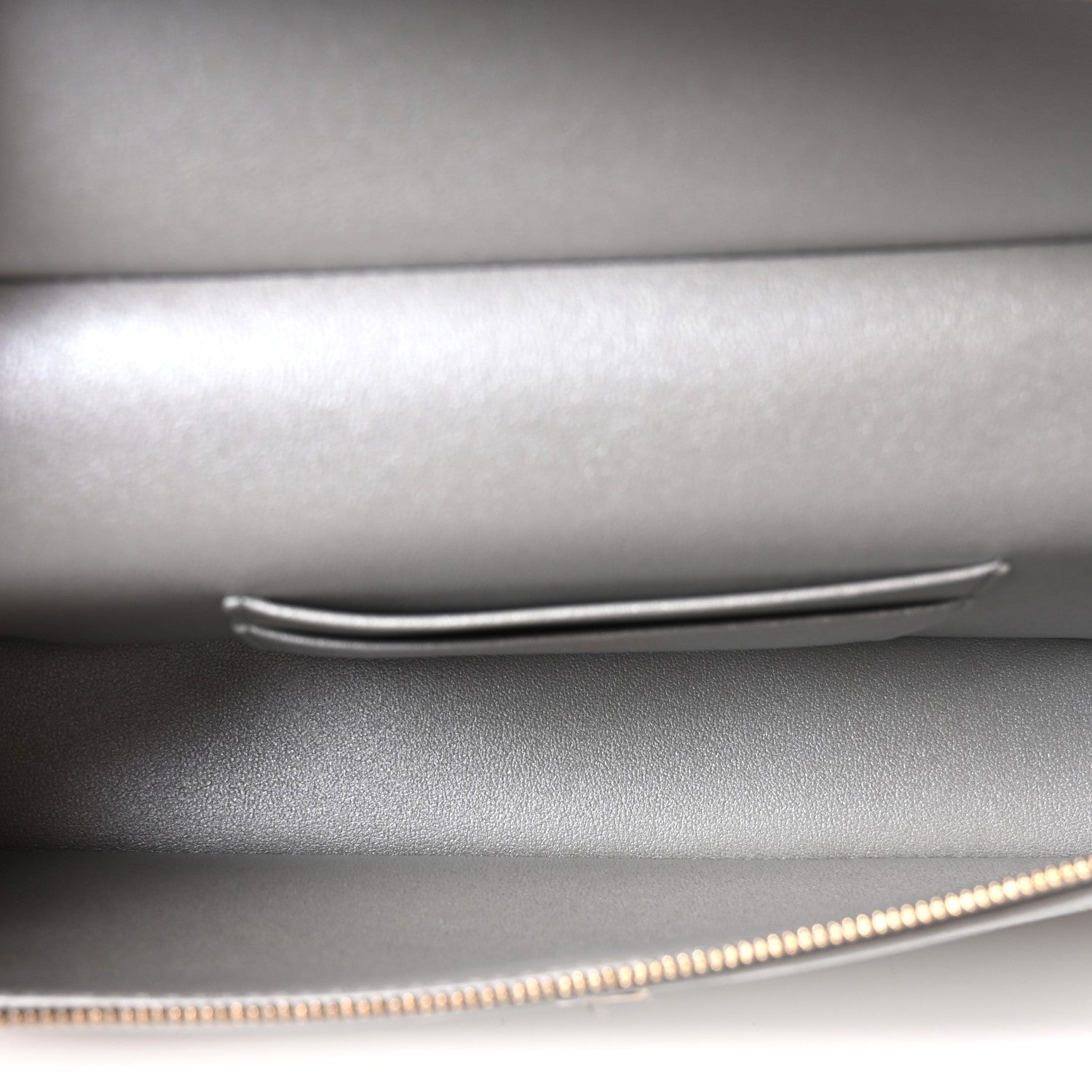 Lizard Embossed Top Handle Slim Vanity With Chain Silver — view 5