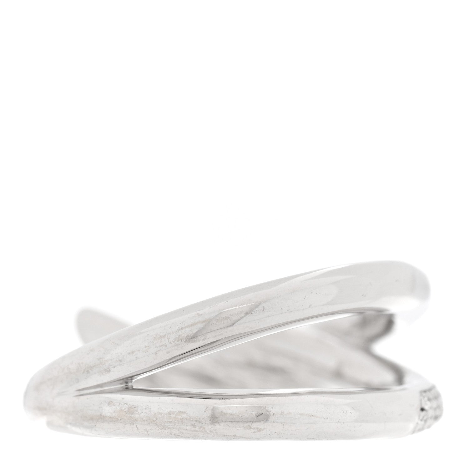 18K White Gold Diamond Double Row Knot Ring 50 5.25 — view 3