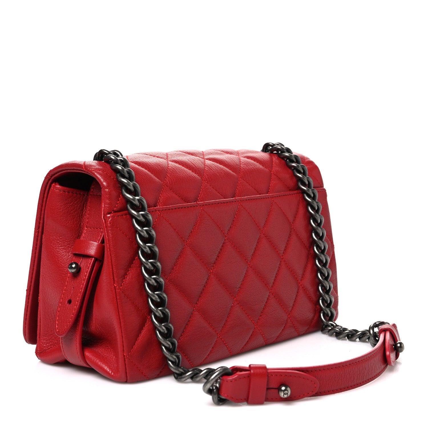 Goatskin Quilted Medium City Rock Flap Red — view 3